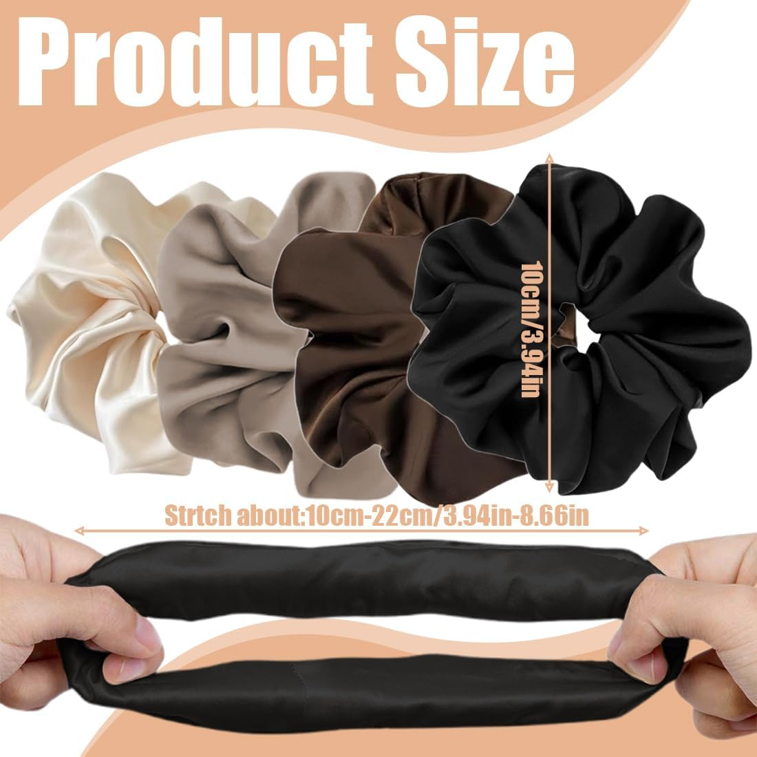 Pack of 4 Hair Bobbles Silk Scrunchies Satin for Women, Women'S Ponytail Holder Hair Band, Hair Bobbles for Women and Girls image number 4