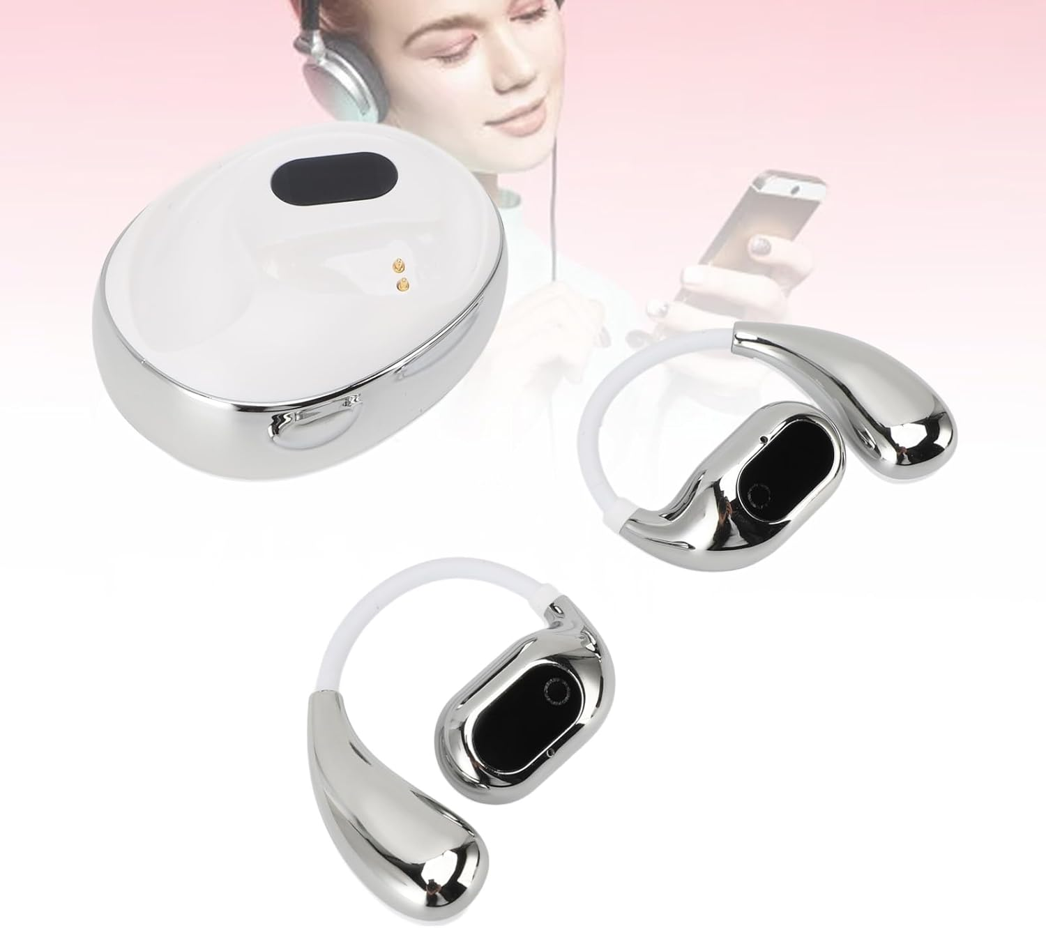 Jectse 5.4 Translation Earphones Real Time 144 Languages Noise Reduction AI Translator Earbuds, Language Translator Earpieces for Business, Live Meetings, 14 System Languages (White) image number 6