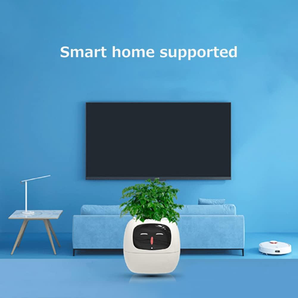 Intelligent Flower Pot, Electronic Bud, Maintenance Plant Assistant, Fun Interactive Flower Pot, Indoor Green Planting Monitoring, LCD Screen Display, Cell Phone APP Connection (White) - Pink image number 4