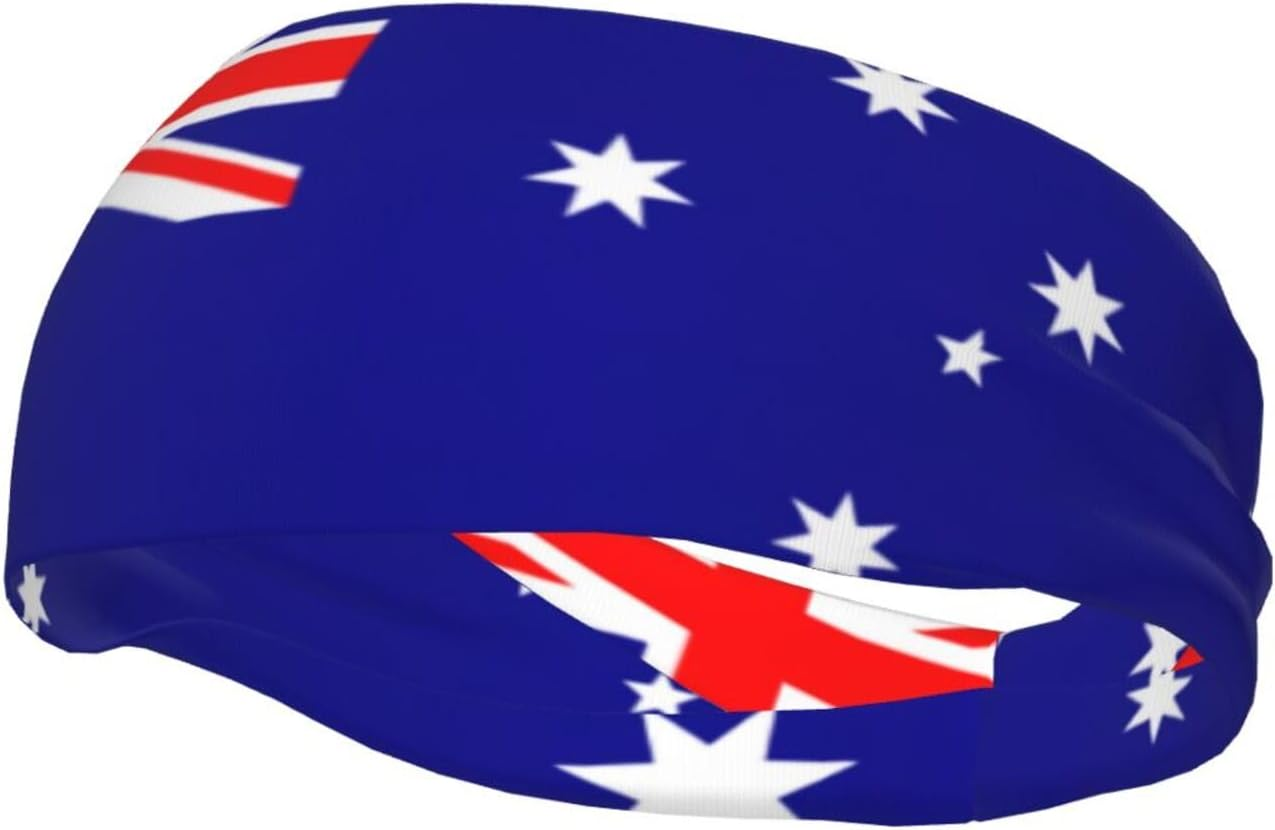 Australian Flag Sports Headband&Hairbands Sweatband for Running,Workout,Basketball,Yoga Unisex Wide Headband image number 3