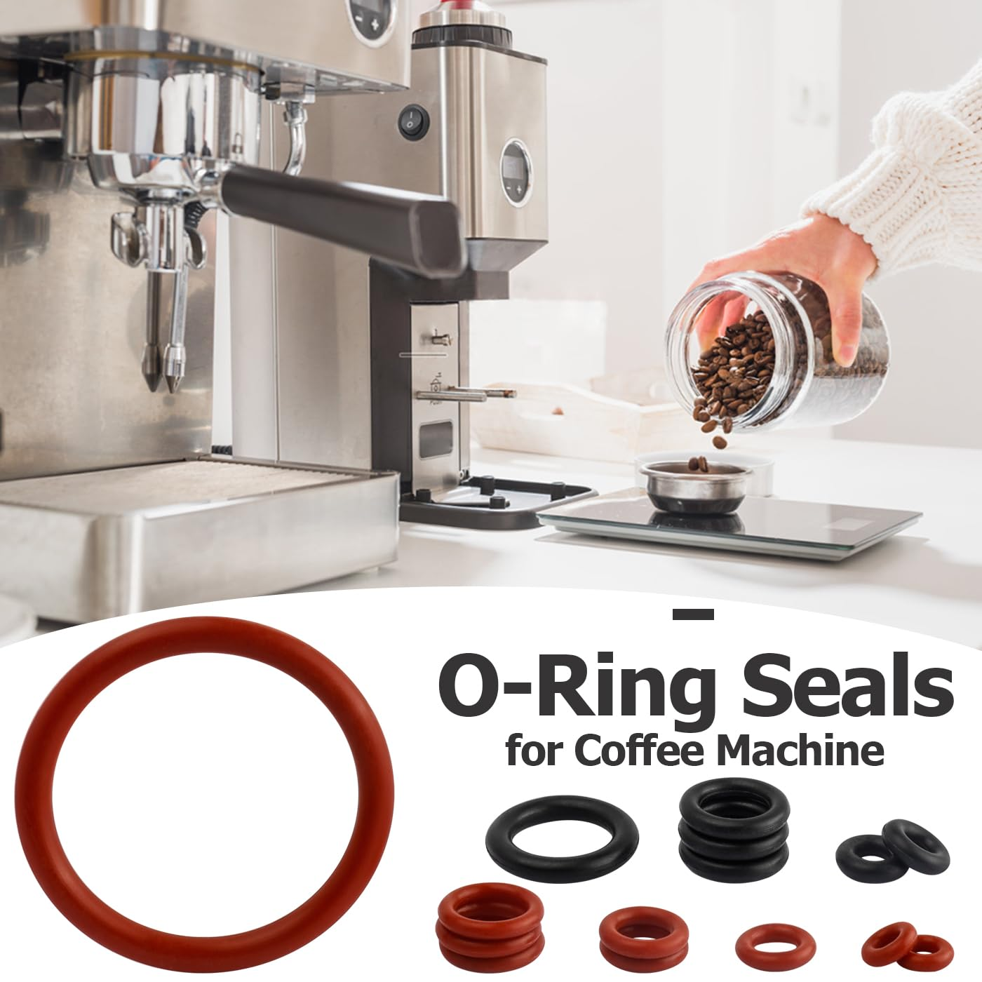 Bestgle 60 Pcs Silicone O-Ring Seal Kit, Coffee Machine Sealing Gasket for Philips Saeco Gaggia Spidem Espresso Machines, Professional Maintenance Kit Seal O Rings Nozzle Gasket image number 4