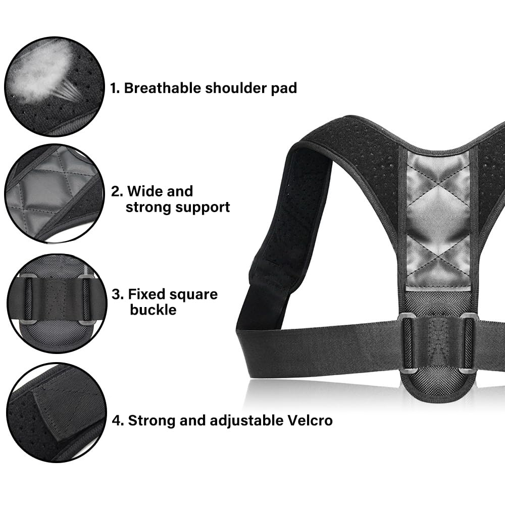 Posture Corrector ，Adjustable Back Brace Shoulder Brace for Female, Male and Adolescent Back Posture Correction to Relieve Shoulder Pain, Comfortable Neck and Upper Clavicle Support Device image number 1