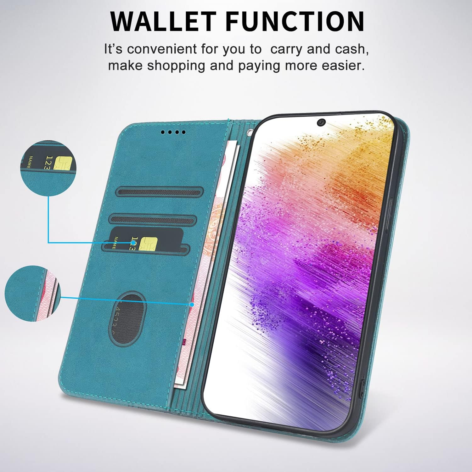 Case for Samsung Galaxy A13 4G/A13 5G/M13 5G/A04S/A04, Shockproof PU Leather Flip Folio Cover with Card Slots, Magnetic Wallet Case for Samsung Galaxy A13, Green image number 6