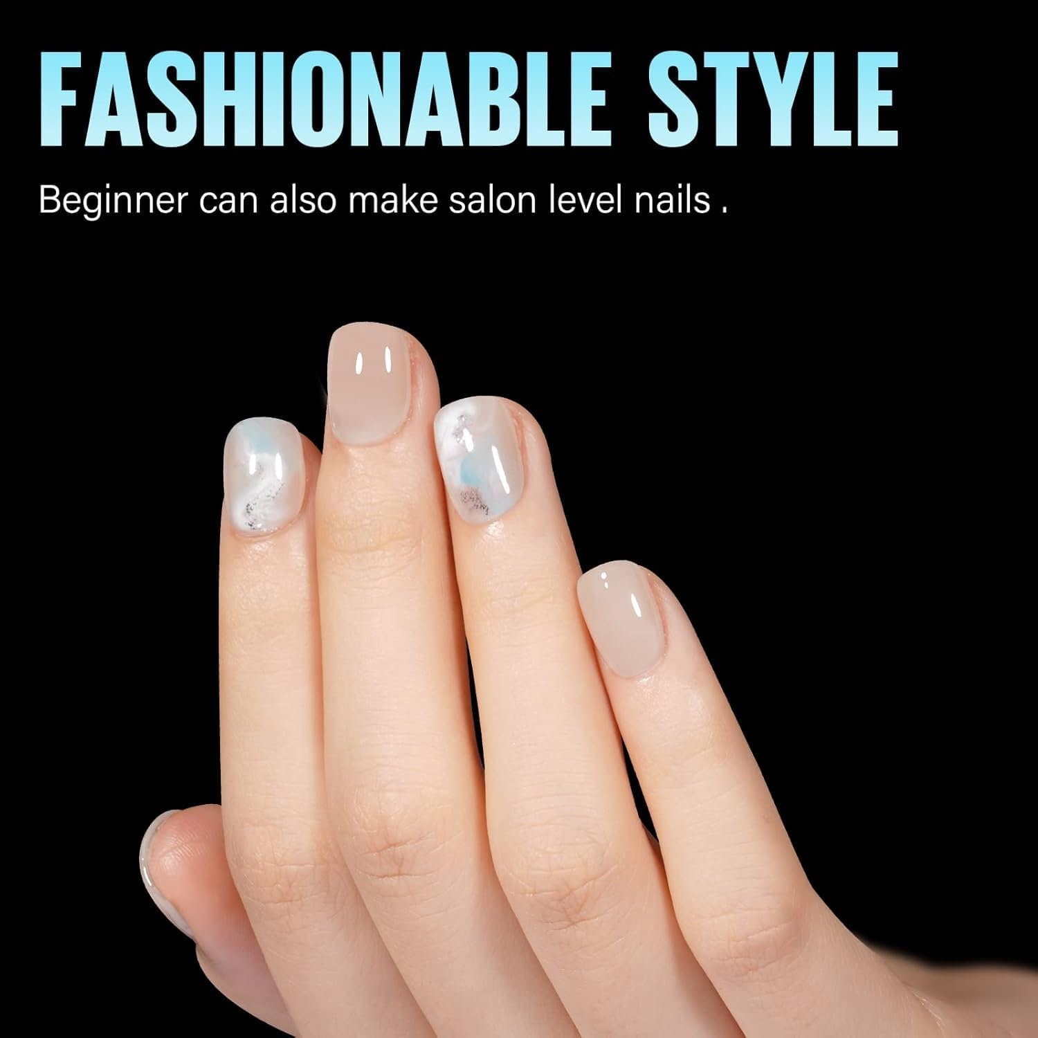 Short Fake Nails, Acrylic Nail Tips, Clear Press-On Nails for Beginners & Pro DIY Gel Manicure, Full Cover French Tips for Nail Extensions & Salon(192Pcs) image number 6