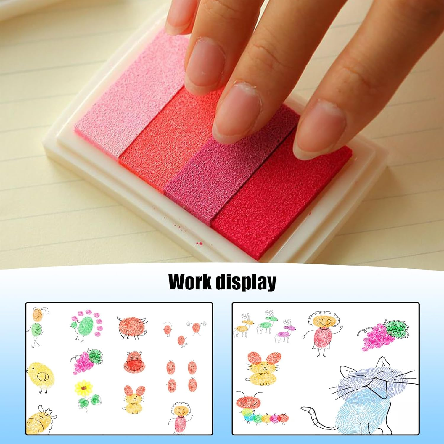 INCAUCA Rainbow Fingerprint Ink Pad, Washable Stamp Pads for Rubber Stamps, Multicolor Craft Stamp Ink Pad, Pigment Ink Pads for Stamping Paper Wood Scrapbook Art Card Making, Gradient Purple - Blue image number 6