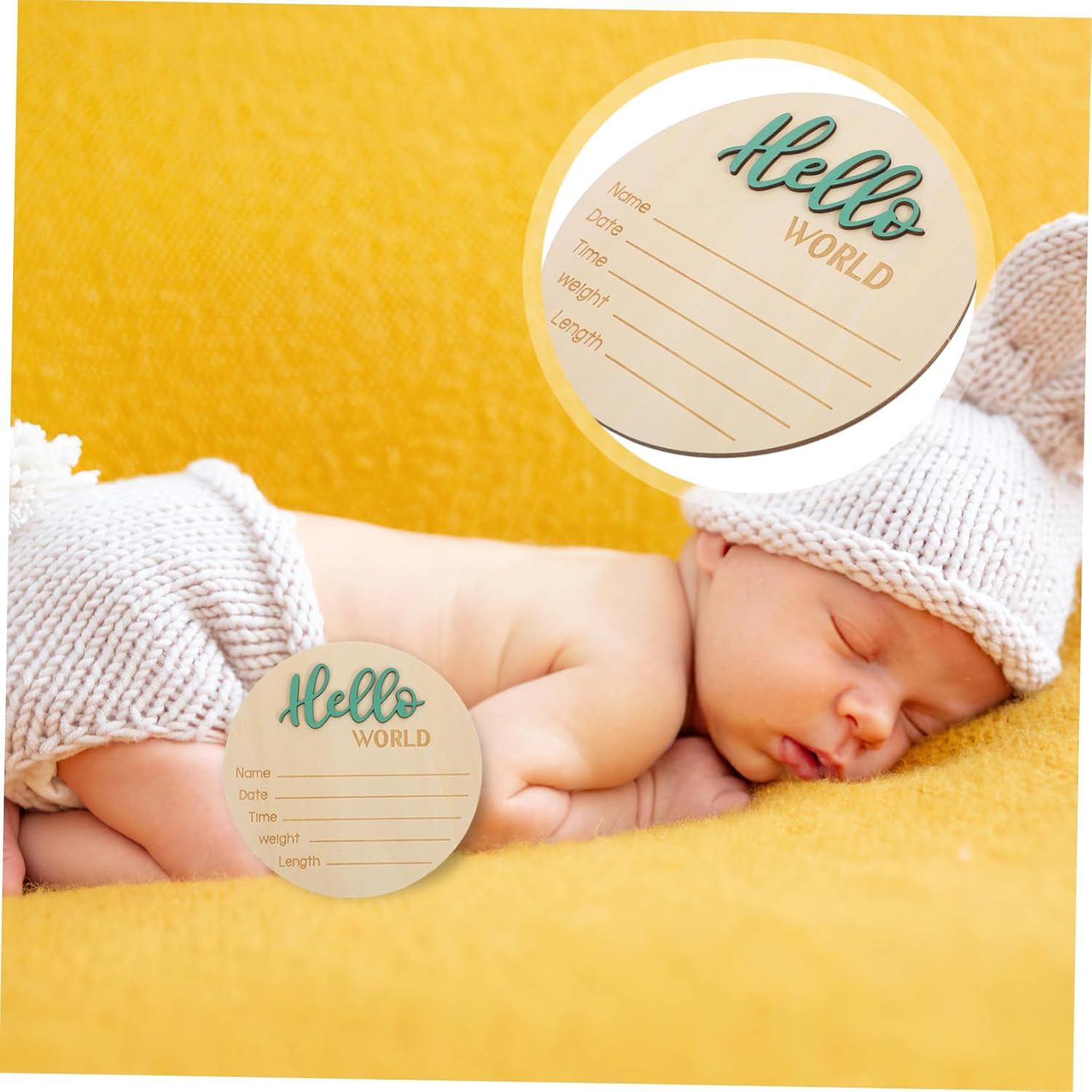 Wooden Birth Announcement round Sign Newborn Name Display Prop Photo Decoration for Nursery and Shower image number 4