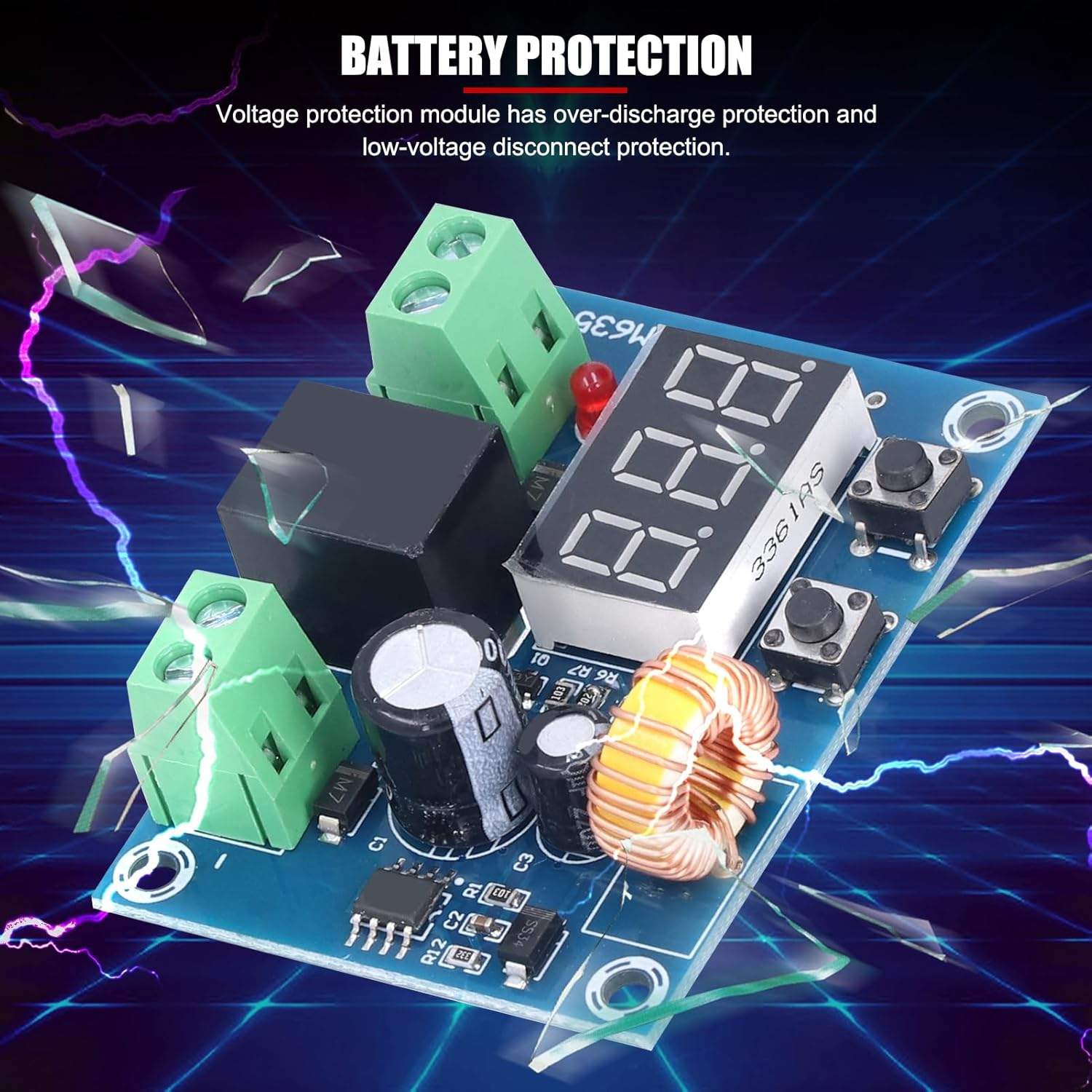 EVTSCAN Digital Adjustable DC Voltage Protection Module, for 12V to 36V Lead-Acid, Lithium-Ion Batteries, over Discharge Low Voltage Disconnect Battery Protection Board image number 6