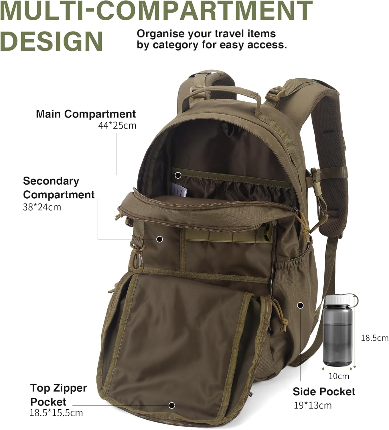 Mardingtop 20L Military Backpack Men'S Hiking Backpack Trekking Backpack Tactical Backpack with Molle System for Outdoor Tactical Camping Hiking Travel image number 5