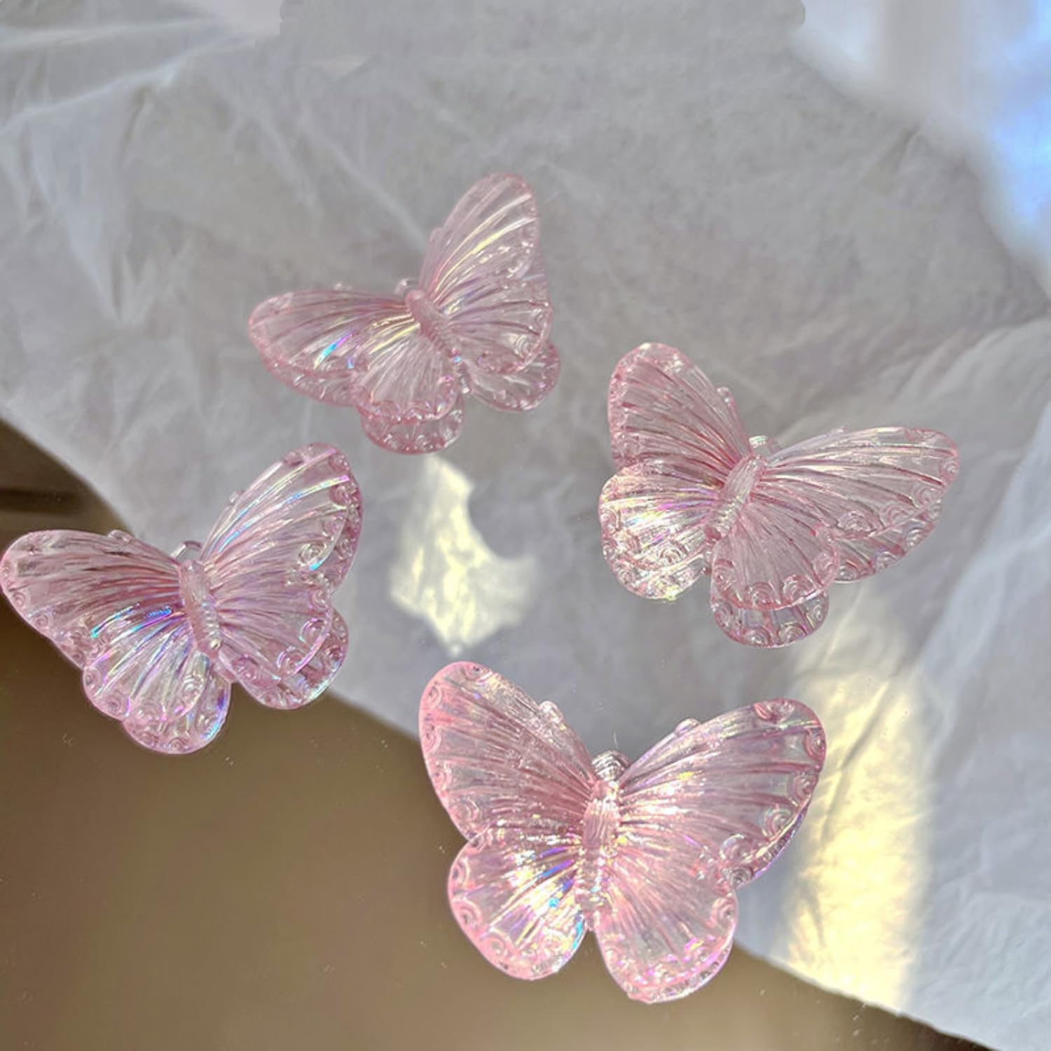 Umiin Hair Clips, 6 Pieces Crocodile Clips, Butterfly Hair Accessories for Women and Girls, Beautiful Headwear, Styling Tools for Party, Daily Performance, Pink image number 4