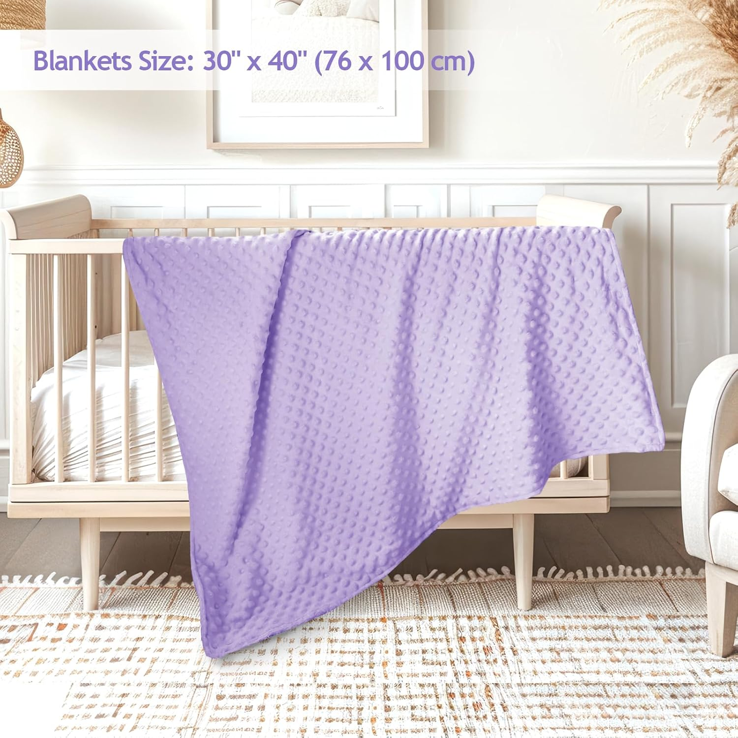 Baby Blanket for Girls, Soft Toddler Blanket 30 X 40 Inch, Newborn Blankets for Nursery, Stroller, Toddler Bed, Carseat, Double Layer, Purple image number 1