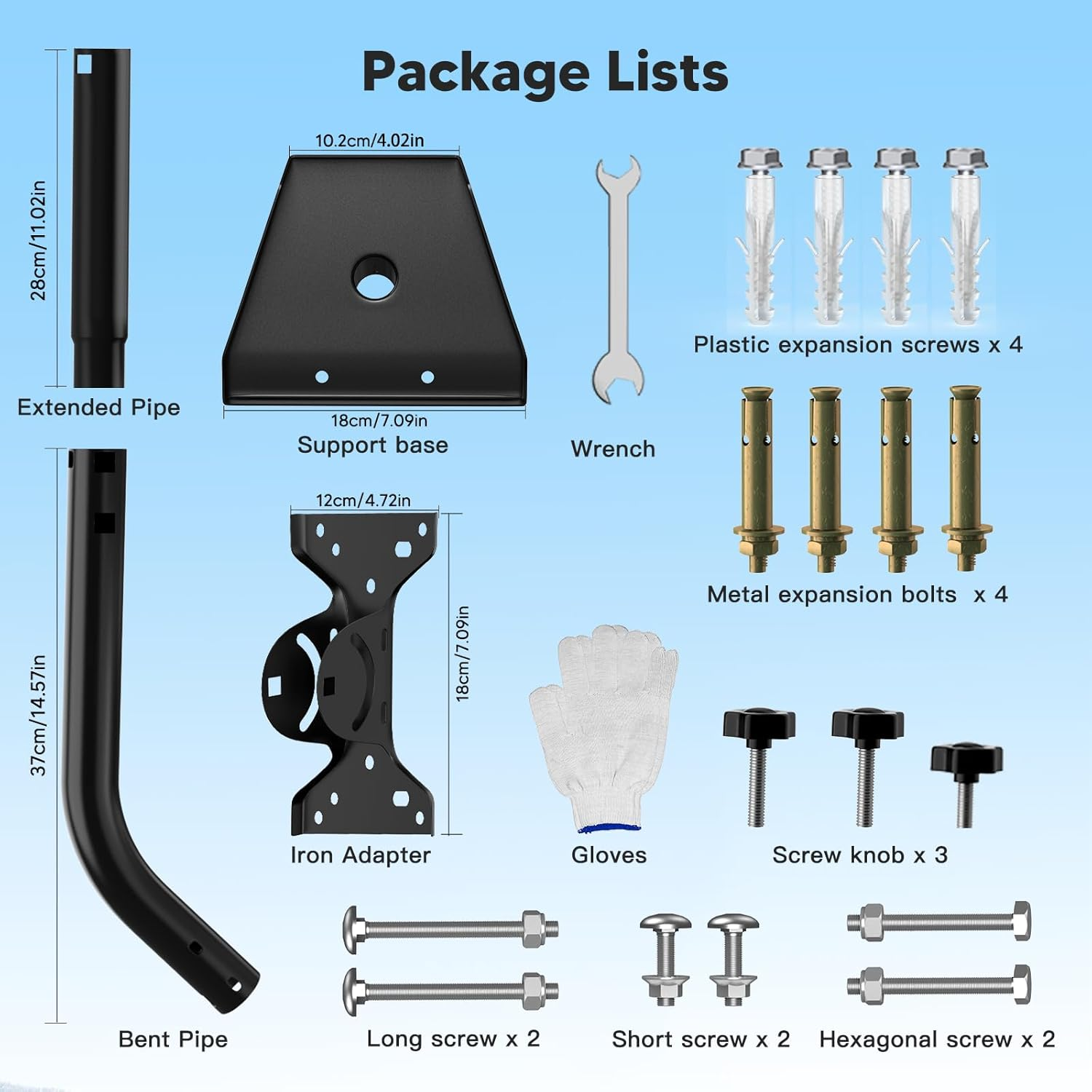 Starlink Gen 3 Mount with Extendable Pipe, FISHOAKY 360 Degree Adjustable Gen 3 Starlink Heavy Duty Pivot Roof Mount with Gloves, Starlink Mounting Kit for Wall/Roof image number 5