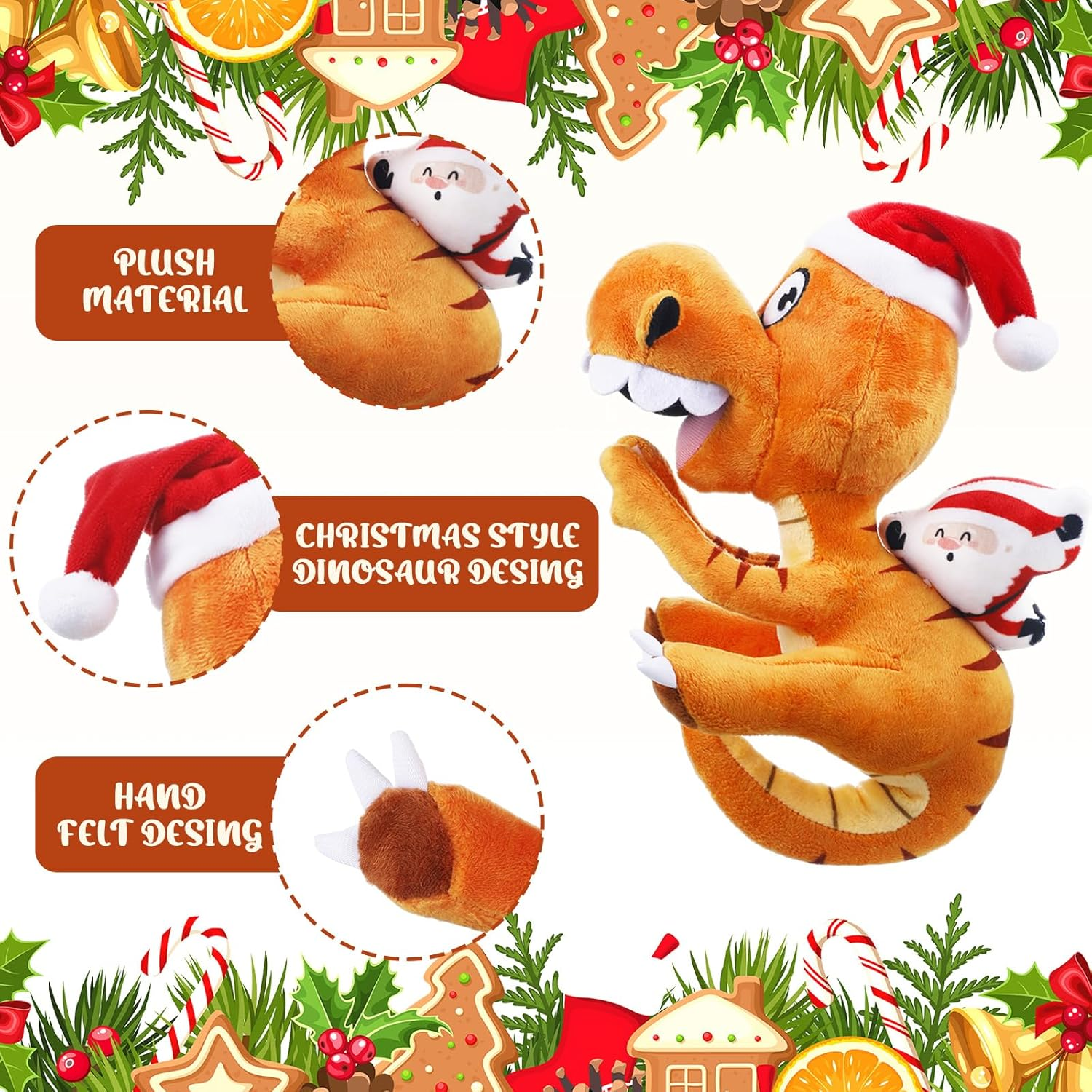 Shappy Christmas Tree Topper 10 X 8 Inch Large Funny Animal Tree Topper Plush Hanging Christmas Ornaments Cute Adorable Xmas Decorations for Holiday Birthday Party Favors image number 3