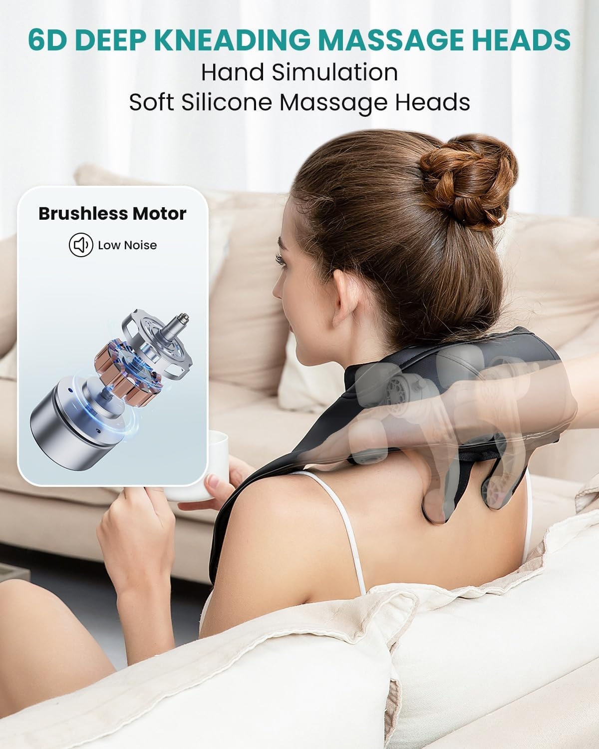 Shiatsu Neck Massager with Soothing Heat, Nekteck Cordless 6D Shiatsu Neck and Back Massager for Shoulder, Leg, Body Muscle, Home, Office, and Car Use image number 5