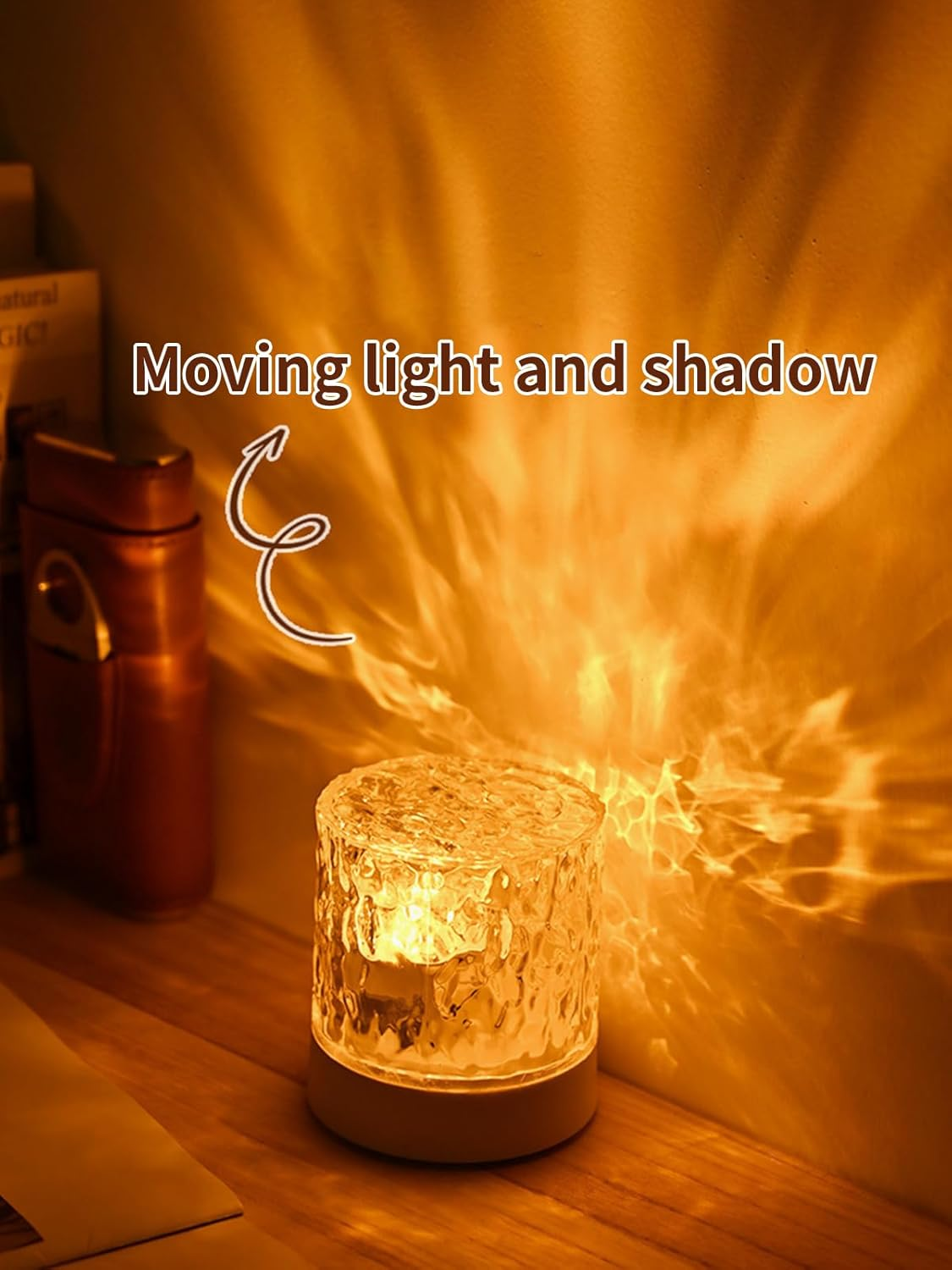 Water Ripple Lamp, Crystal Ocean Wave Lamp, 16 Colors Northern Lights Water Ripple Lamps, Projection USB Rechargeable Bedside Lamps, for Bedroom Living Room Wall Decoration Kids Room (Charging Type) - 3*Charging Type image number 7