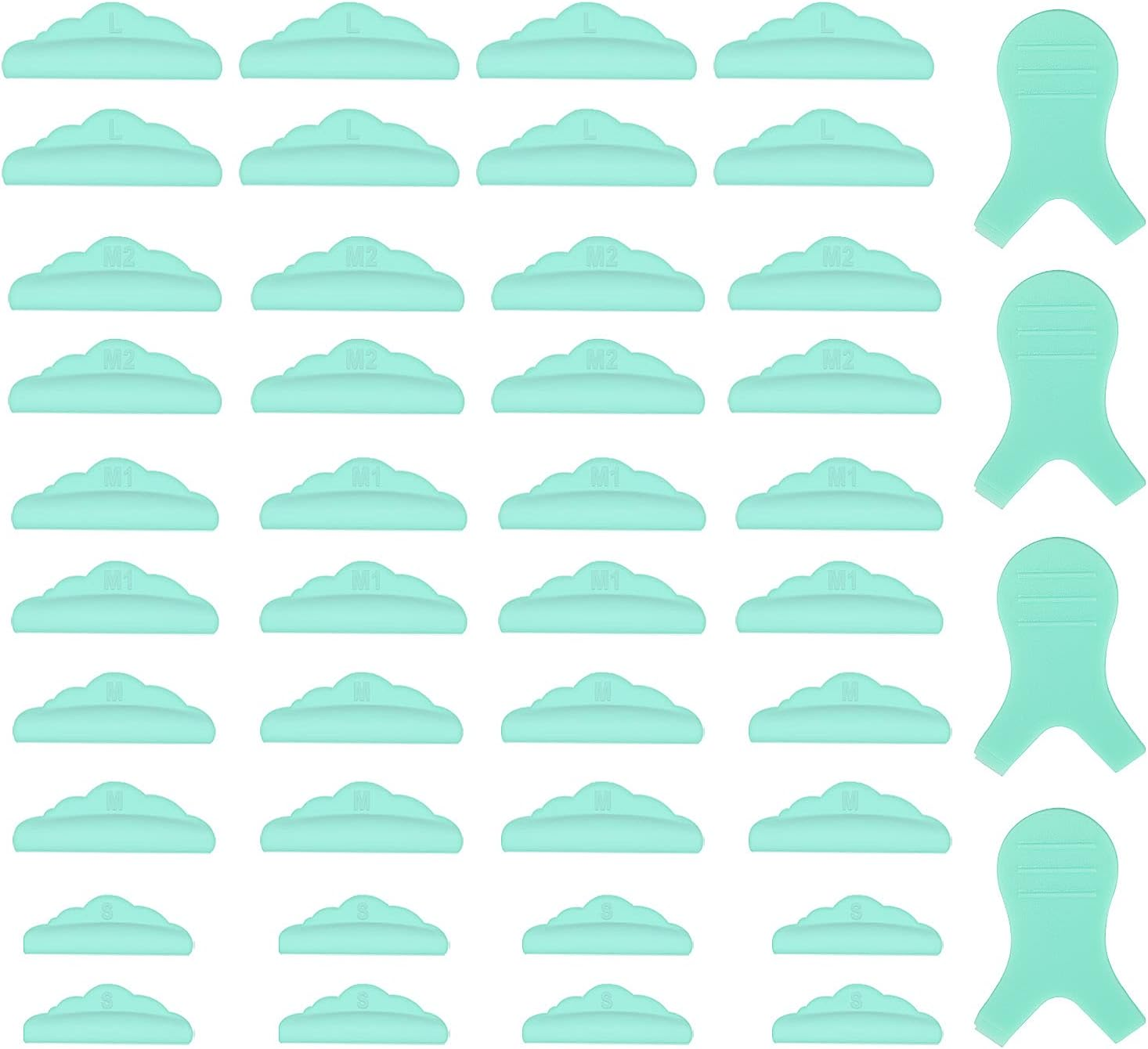 44 Piece Lash Lift Rods,Silicone Eyelash Perming Curler Makeup Tools,5 Sizes S/M/M1/M2/L,Reusable Lash Lifting Pads (Transparent)