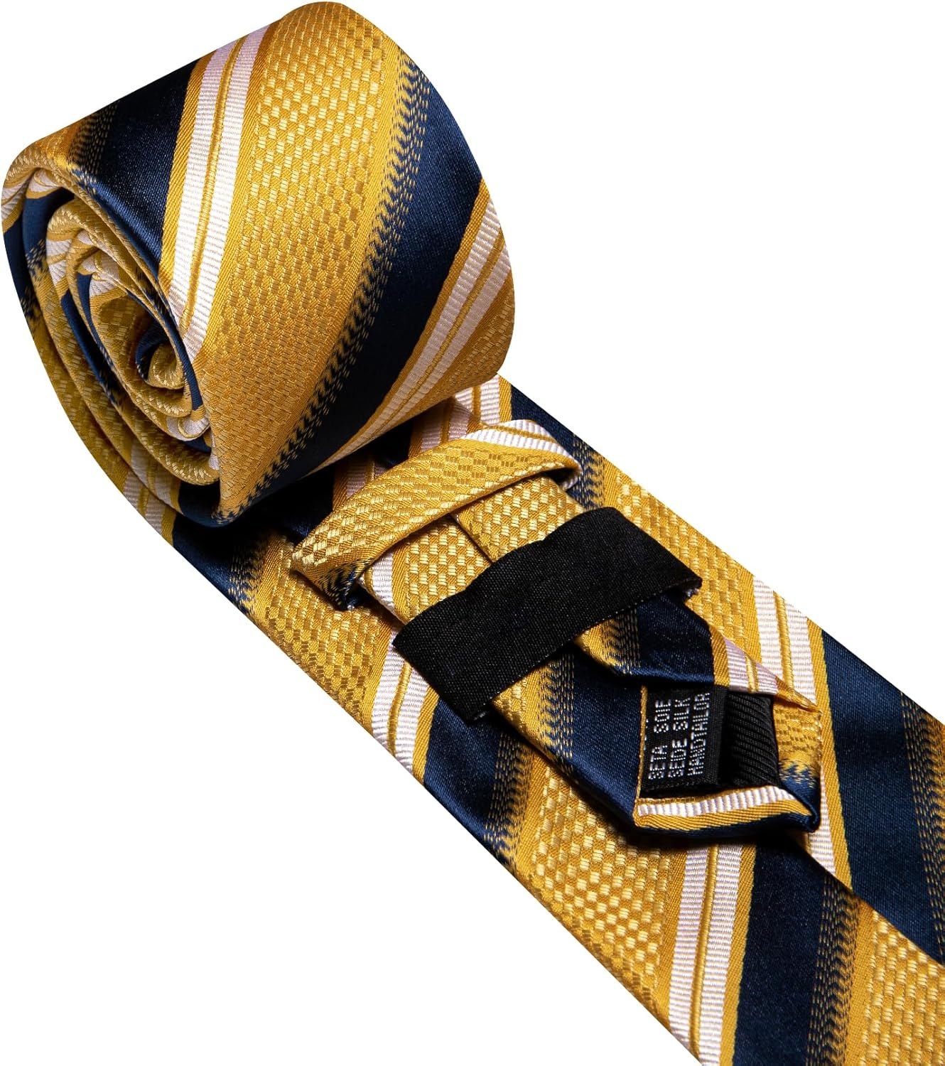 Barry.Wang Striped/Plaid Tie with Tie Clip for Men Silk Necktie Pocket Square Cufflinks Set Formal Business Wedding Party image number 6