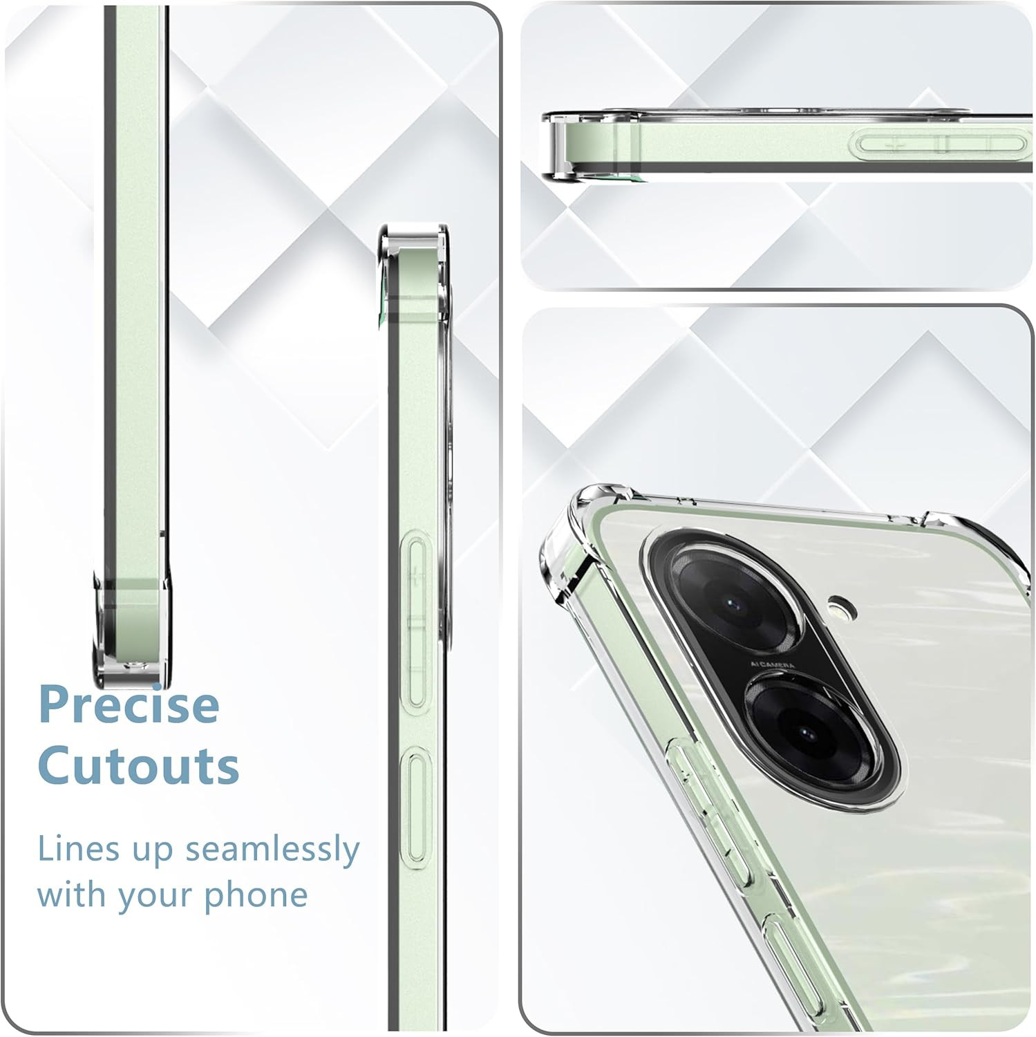 Designed for Xiaomi Redmi A5 4G Case: anti Yellowing Cover Clear Phone Case & 2 Pack Redmi A5 4G Tempered Glass Screen Protector.9H Hardness Military Grade Protection Support Fingerprint Unlocking image number 2