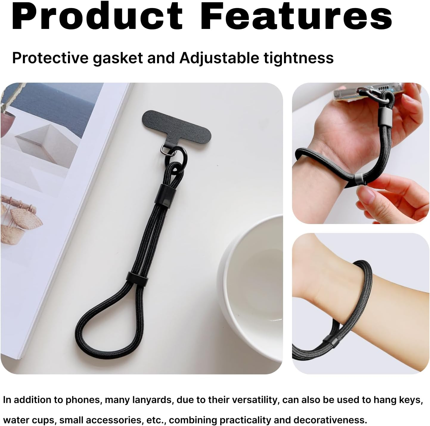 Adjustable Hand Cell Phone Wrist Strap 2 PCS, Premium Universal Mobile Phone Lanyard, Anti-Theft Design, Lightweight and Comfortable, Compatible with Most Mobile Devices, Ideal for Outdoor Activities image number 3