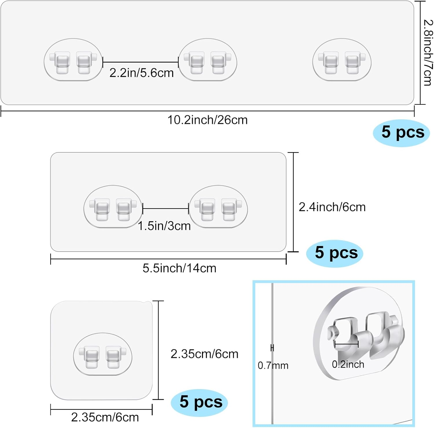 Vivinin 15 Pack Shower Caddy Adhesive Replacement, Shower Shelf No Drilling, Strong Hooks for Shower Caddy, Soap Holder, and Kitchen Racks