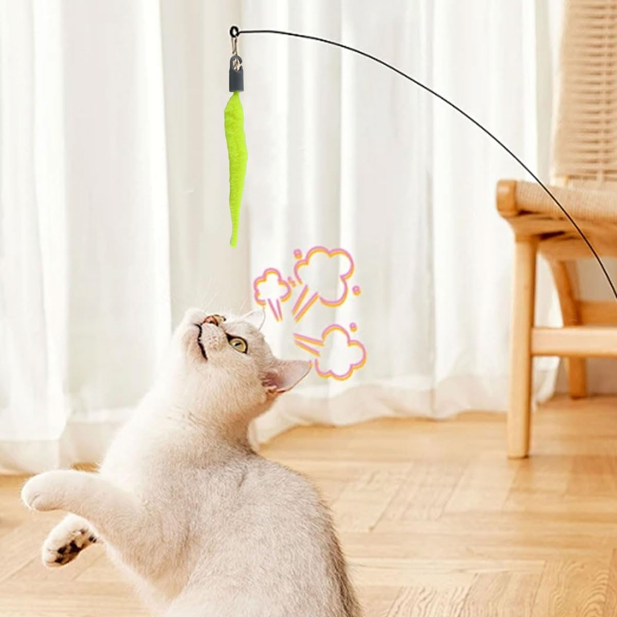 Gorise Pack of 5 Replacement Cat Ball Tails for Self Play and Chew with Plush Fabric and Fluorescent Paint, Ideal for Interactive Pet Balls image number 4