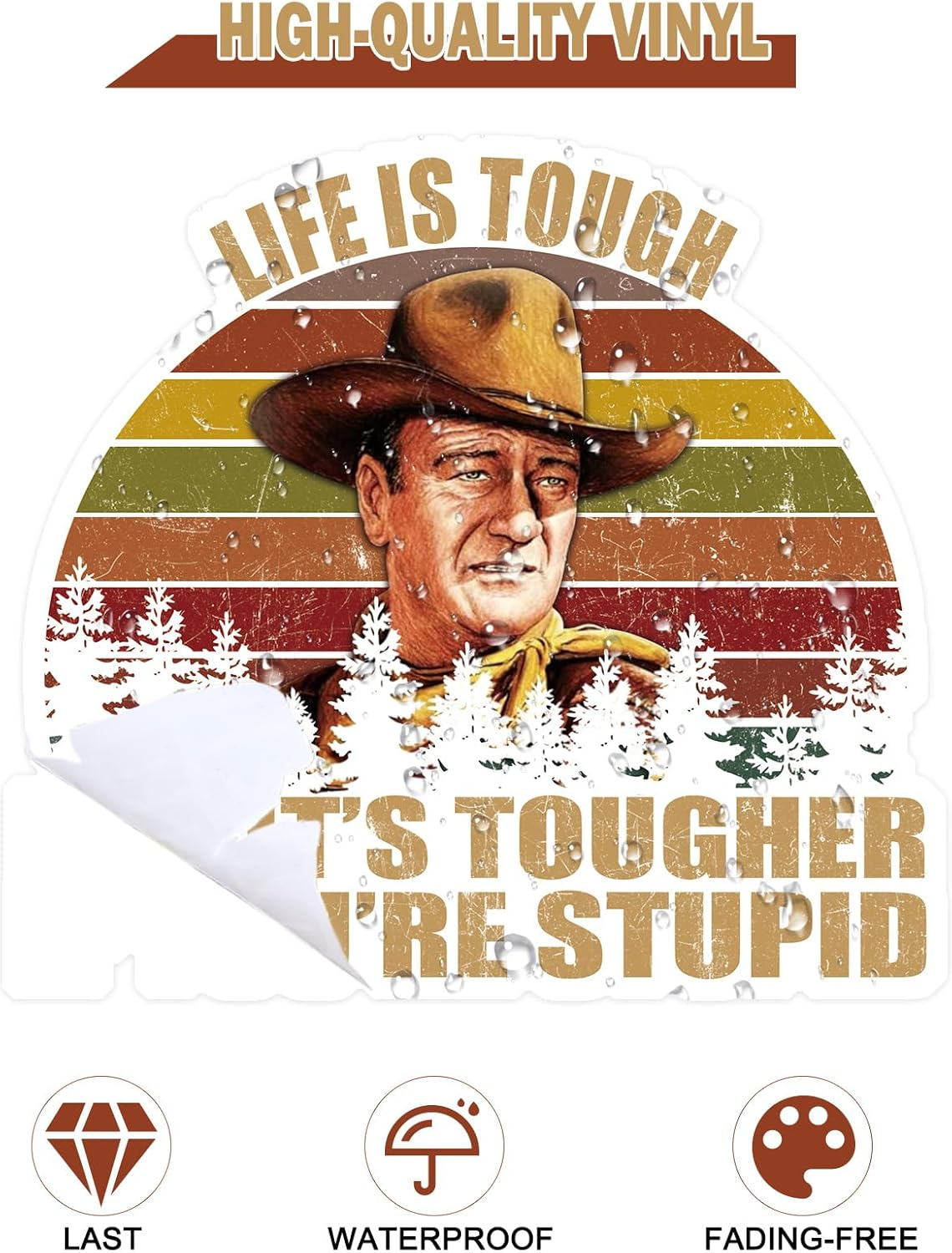 OCQOTAT Life Is Tough but It'S Tougher If You'Re Stupid Vintage Sunset Bumper Sticker Vinyl Decal 5 Inches-3 Pack Bright Funny Decals for Car Truck Van SUV Window Wall Cup Laptop Tumbler image number 3