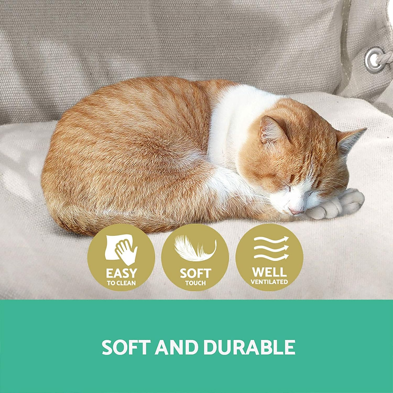 Gardeon Hammock, Cotton Chair Portable Camping Swing Hanging Chairs Hammocks Patio Backyard Porch Outdoor Indoor Furniture, with Solid Timber Armrest 120Kg Capacity Cream image number 6