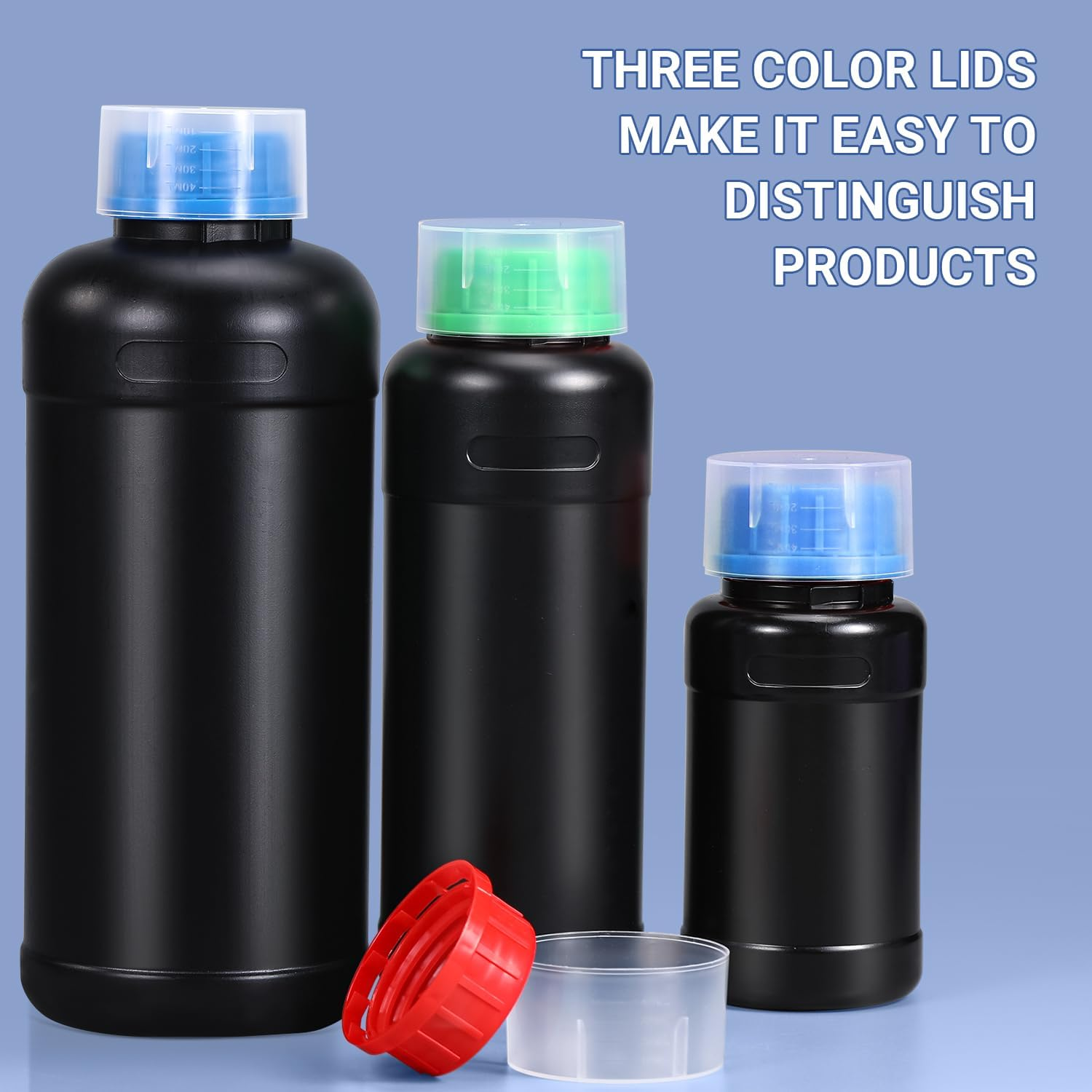 ASEVAT 16.9Oz/500Ml HDPE Darkroom Chemical Storage Bottles Photographic Plastic Containers with Lids Empty Liquid Container for Film Photo Developing Processing Equipment, Laboratories (3Pcs) image number 3