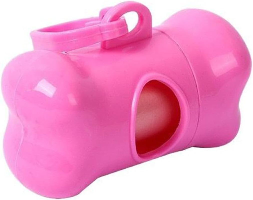 Dog Waste Bag Dispenser with Carabiner Clip - Leak-Proof Portable Poop Bag Holder for Dog Leashes, Includes 1 Roll - Pet Waste Disposal Accessories (Pink)
