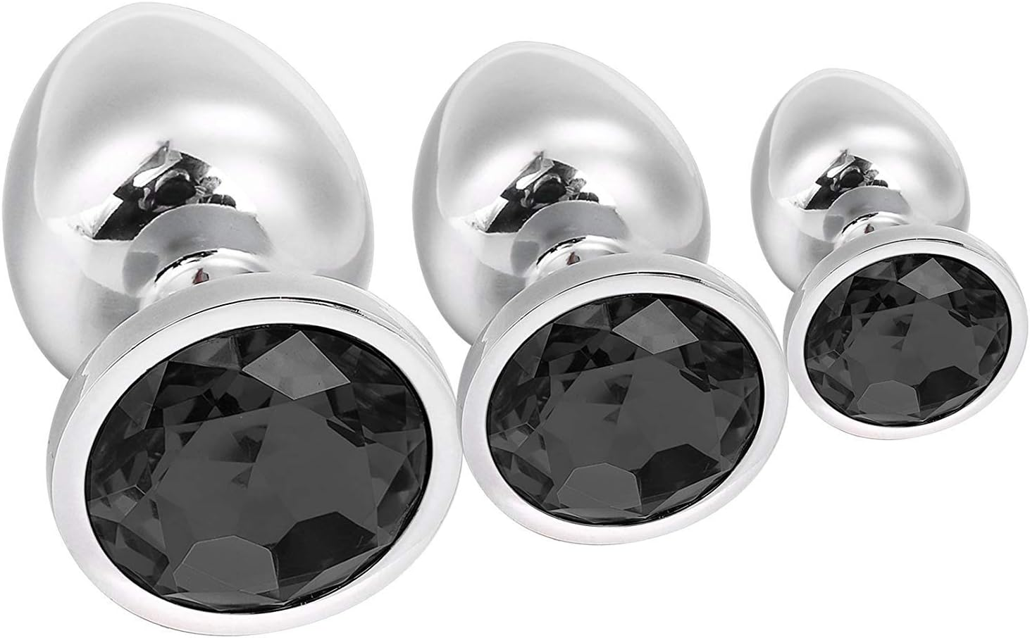 Anal Butt Plug, Greenpinecone Small + Medium + Big Set Fetish Stainless Steel Anal Butt Plug Anal Plug Hook with Crystal Diamond Beginner 27Mm-33Mm-41Mm Anal Stimulation Toy for Unisex Masturbation image number 2