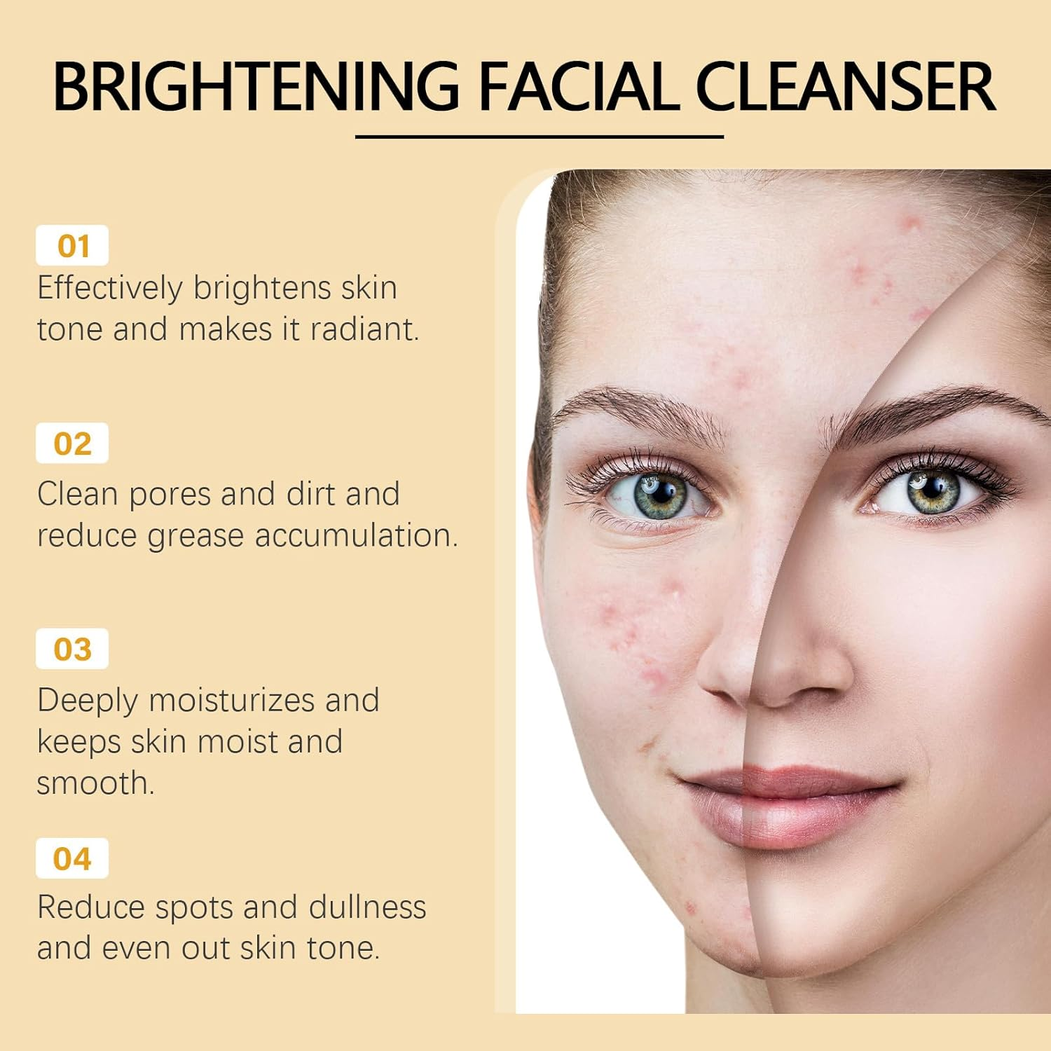 Turmeric Face Wash with Brush, Foaming Facial Cleanser for Deep Cleansing and Exfoliating, Brightening & Moisturizing Turmeric Cleanser for Women & Men, Gentle for All Skin Types (6Pcs) - 1Pcs image number 4