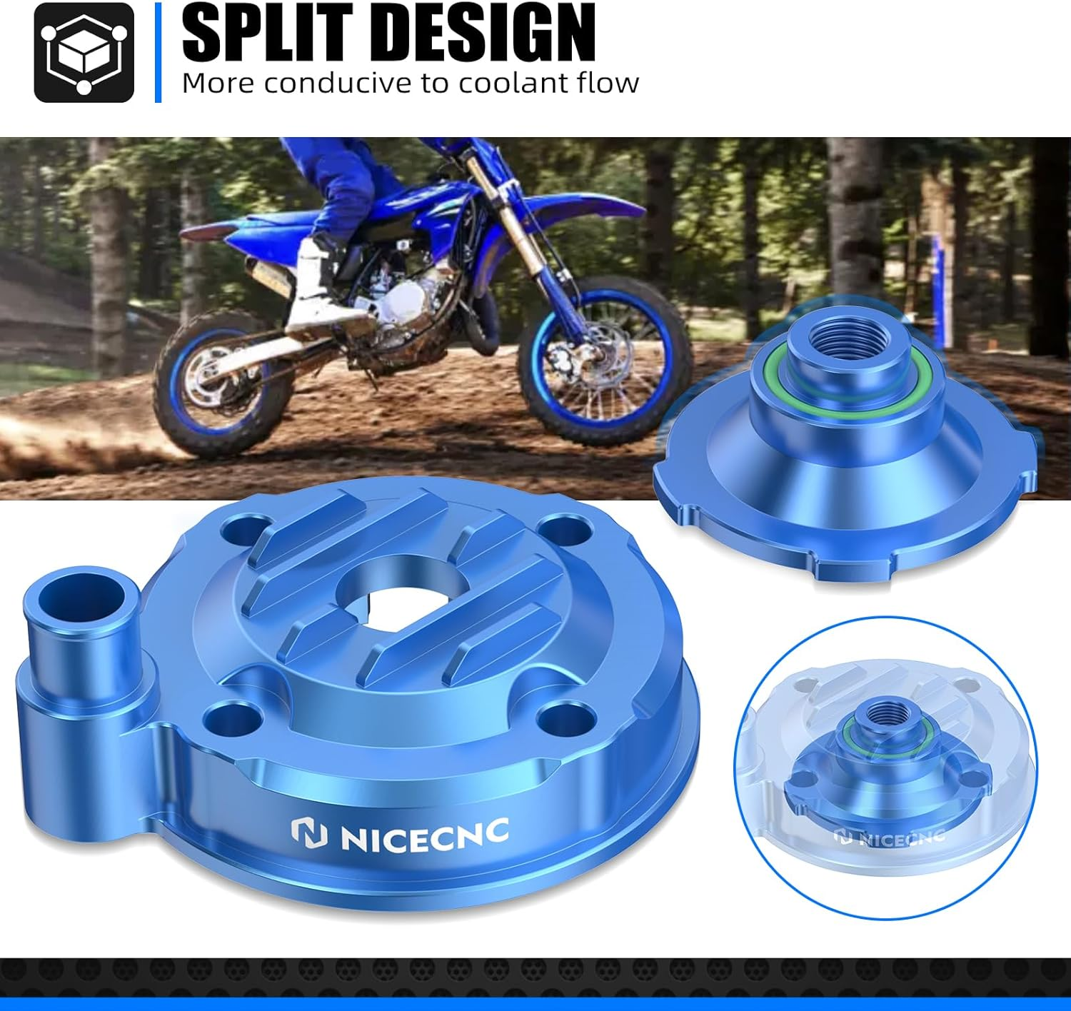 NICECNC Blue Cylinder Head Cover Top Cap Compatible with Yamaha YZ85 2002-2018,Dirt Bike Aluminum Cnc-Machined image number 1