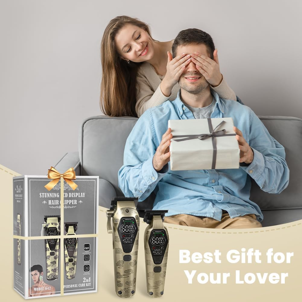 Alaoo Hair Trimmer for Men + Hair Trimmer Kit, USB Rechargeable Hair Cutting Set with LCD, Care Set, Waterproof, Rechargeable, Ideal Gift for Men image number 4