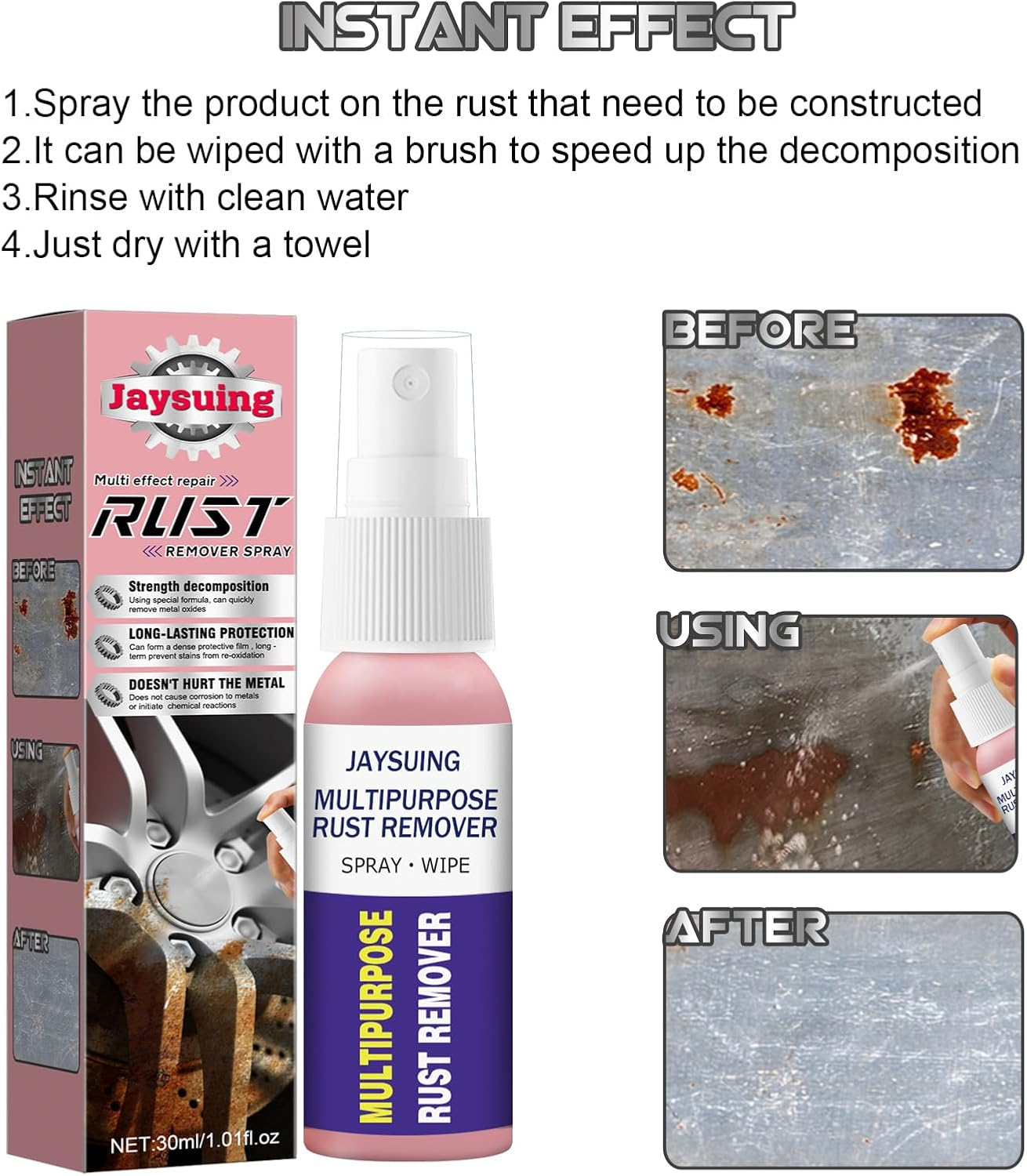 Rust Remover Spray, 30Ml, Multi-Effect Metal Oxide Remover with Long-Lasting Protection image number 3