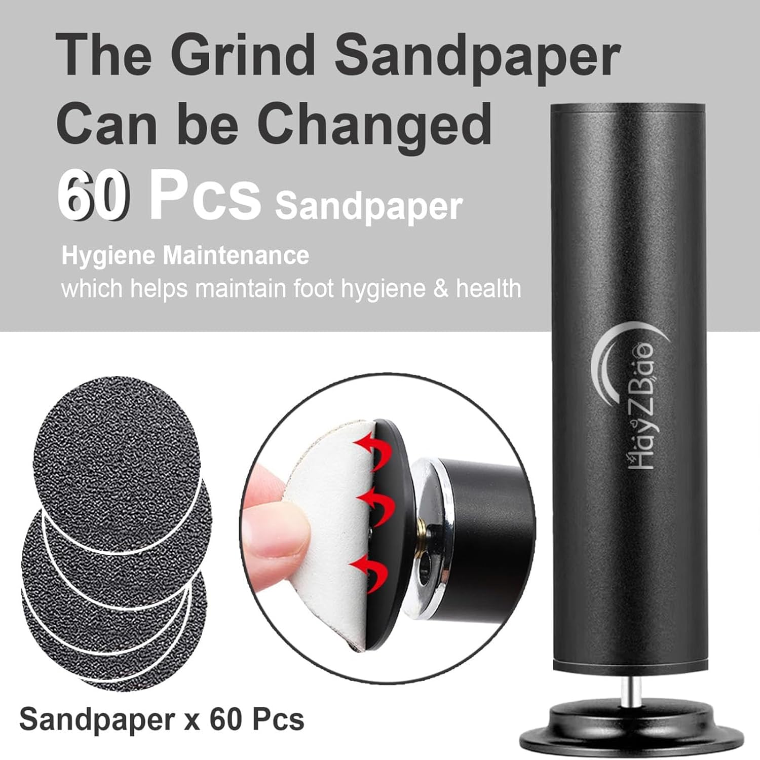 Electric Foot Callus Remover, Adjustable Speed Electric Foot File, Foot Grinder for Dead Skin, Cordless Electric Callus Remover for Feet, Electric Foot Filer- Foot Grinder (Gray) image number 6