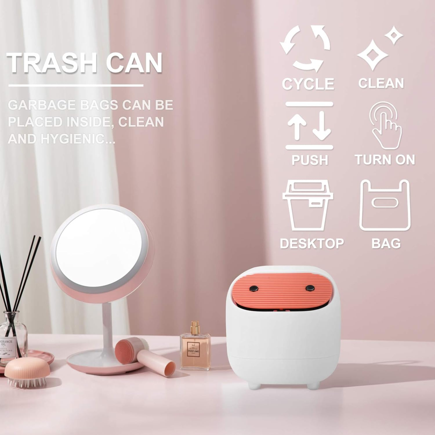DOITOOL 1Pc Desktop Trash Can Paper Bin Children Room Trash Can Countertop Trash Can Plastic Rubbish Bin Desk Bin Tiny Mini Dresser Desktop Garbage Can Car Jewelry Plastic Pp Office White