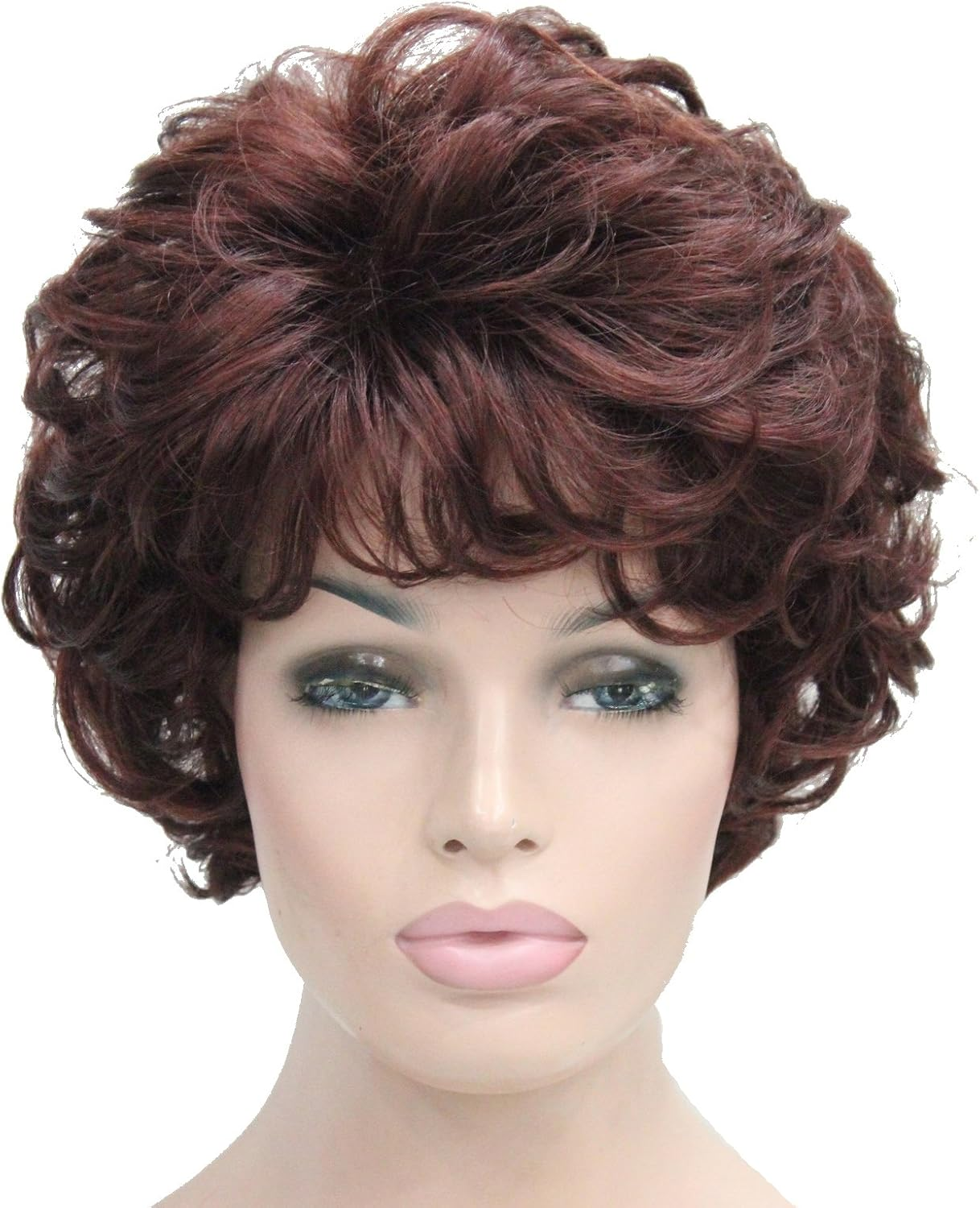 Lydell Women'S Short Wavy Curly Wig Synthetic Hair Full Wig 6 Inches (#4Darkset Brown)