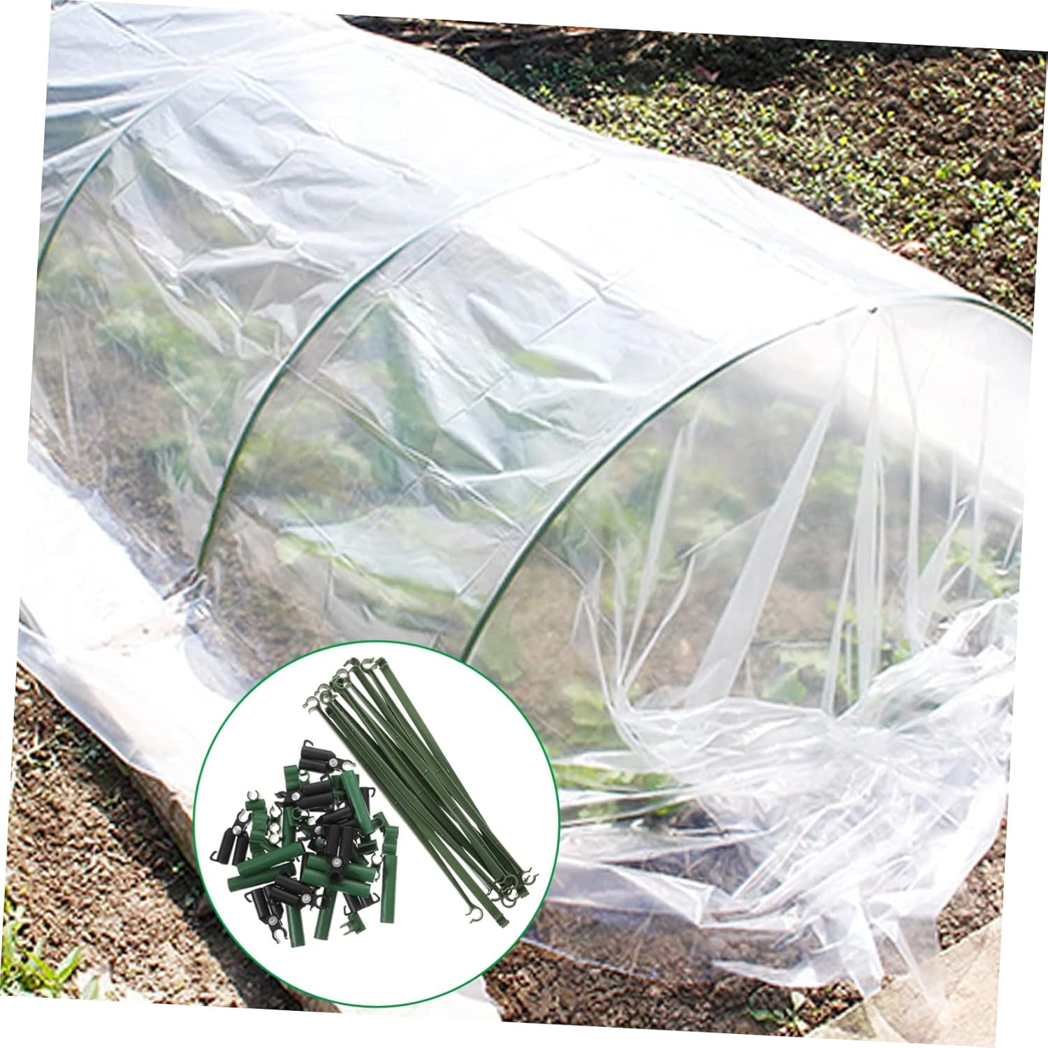 INOOMP Garden Trellis Connectors and Plastic Buckle for Plant Supports, 50Pcs Set with 11Mm Adjustable Fixing Connectors, Plastic-Coated Garden Stakes for Outdoor Trellis and Fence image number 5