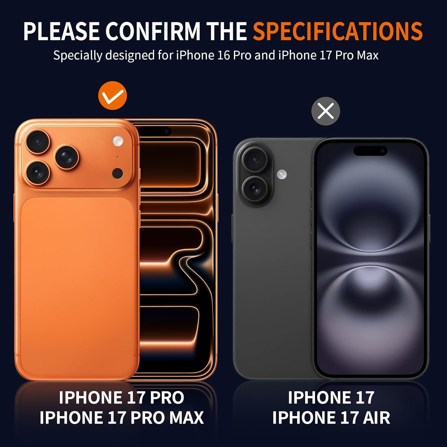 Diruite Pack of 2 Camera Protection for Iphone 17 Pro/17 Pro Max Camera Lens Protective Film, Convex Platform HD Tempered Glass + Aluminium Ring Camera Protector, Easy to Install, Cosmic Orange image number 2