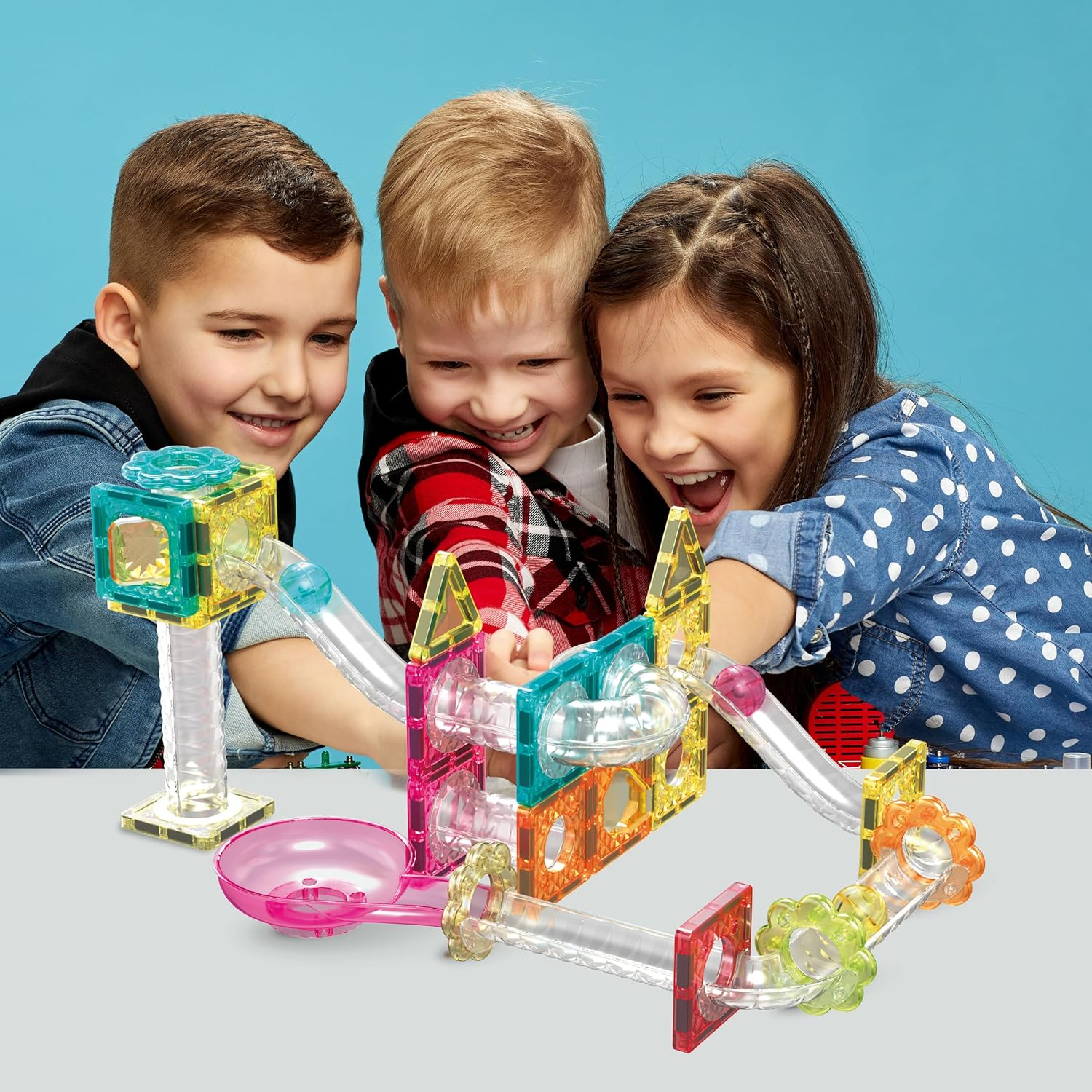 Picassotiles Magnet Tiles Building Block Travel Size Magnetic Marble Run Construction Toy Set Mini Diamond Marble Racetrack 45 Pc Building Blocks Playset Education STEM Learning Kit Boy Girl 3+ PTMG45 image number 5