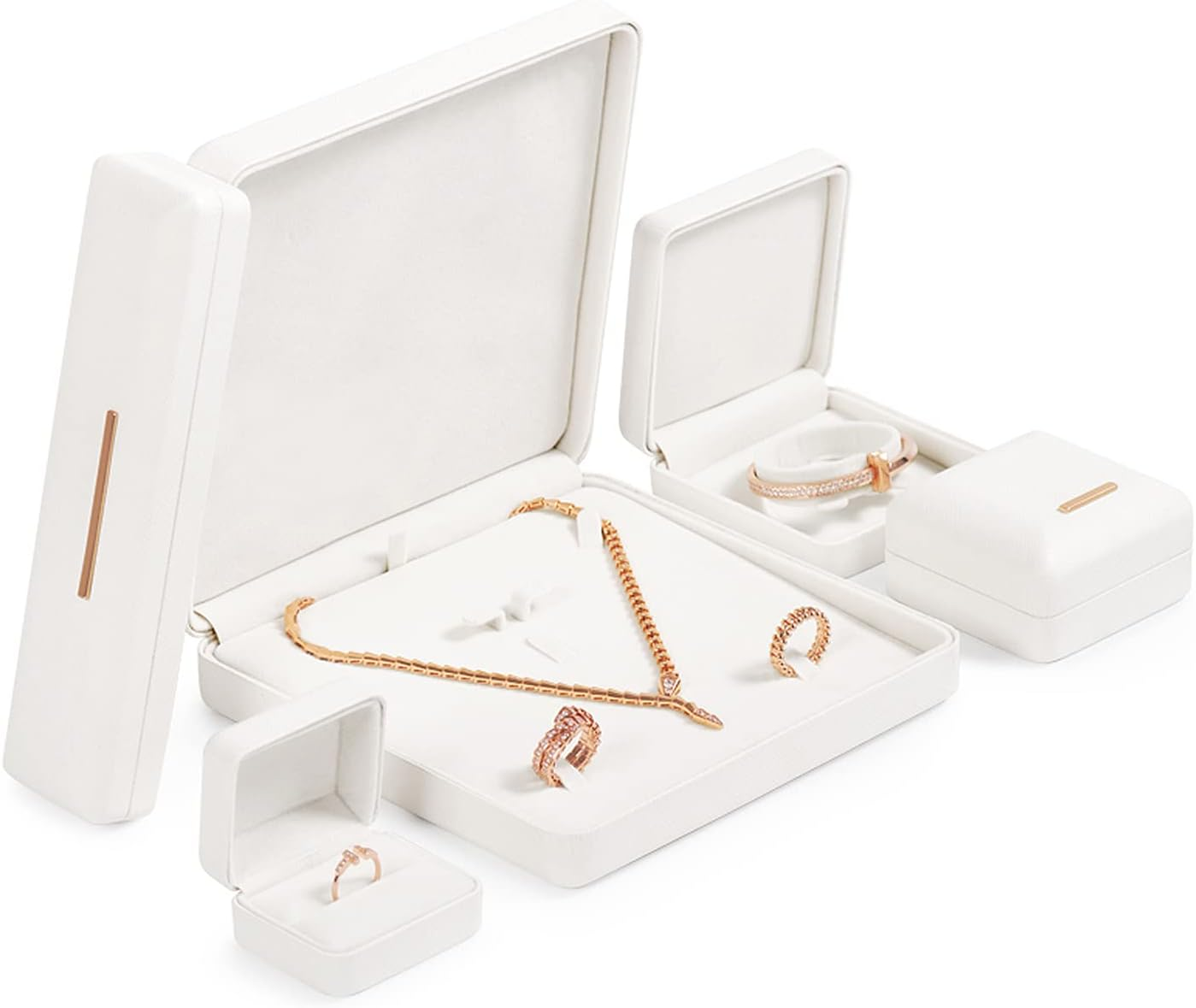 Woodten Necklace Pendant Bracelet Gift Box Necklace Box White Jewelry Gift Box Jewelry Gift Case for Birthday,Anniversary,Engagement,Proposal Jewelry Box image number 2