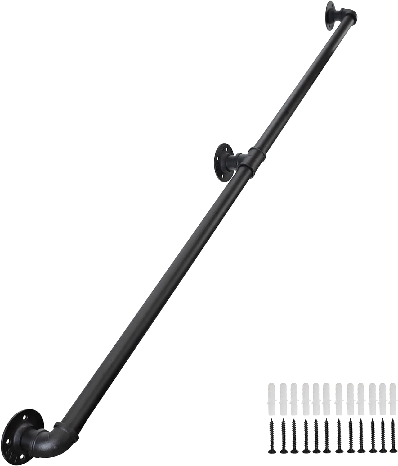 Handrails for Outdoor Steps 5FT, Galvanized Steel Handrails for Indoor Stairs Easy to Install, Iron Balusters Hand Railing Indoor Outdoor for Household or Commercial Buildings image number 1