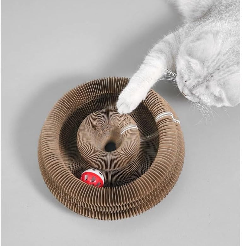 1 Pack Magic Organ Cat Scratching Board, Cardboard Scratcher Pad Accordion for Cats, Foldable Recyclable Comes with Ball image number 5
