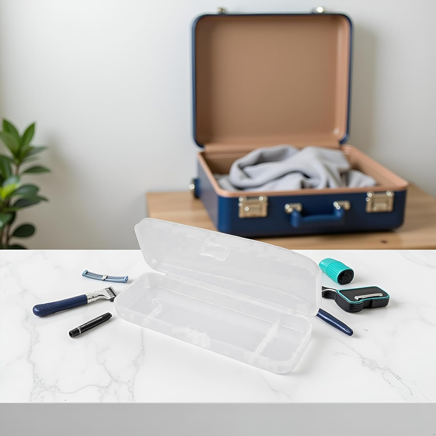 Ssmmam Transparent Shaving Box for Shaver Razor, Razor Protector Plastic Box Cover Container Storage for Manual Razor, Shaving Accessories