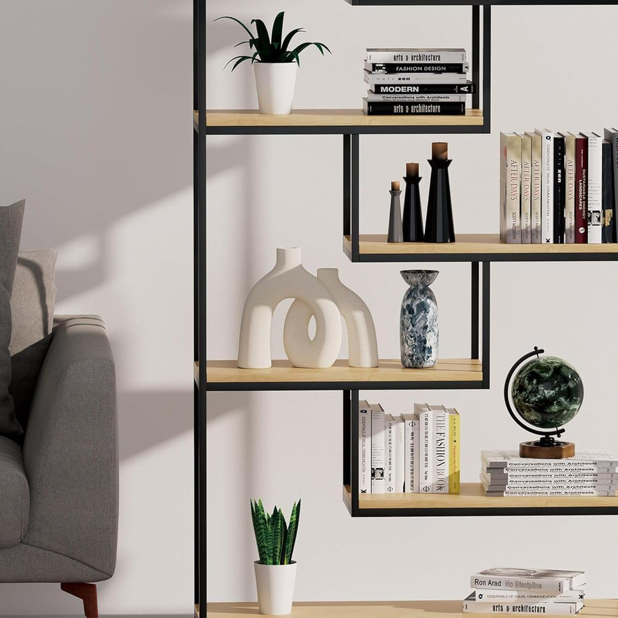 Beige Rough Texture Ceramic Vase, Decorative Arch Design, Flower Vase for Living Room Home Decor image number 3