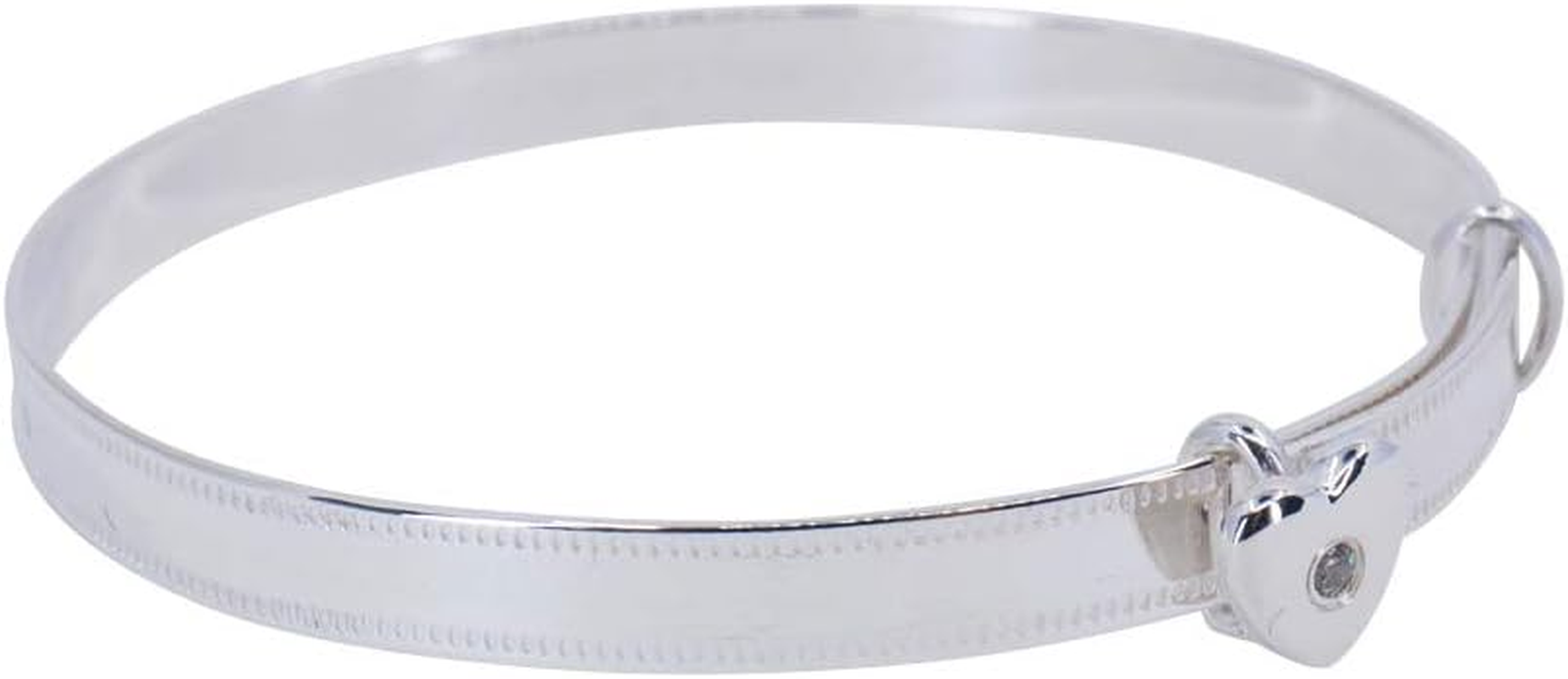 Sincerelyforyou - Welcome to the World Baby Bangle Heart Adjustable Sterling Silver Bracelet Christening Christmas Baby Gifts Keepsake, Adjustable, Cubic Zirconia, Cubic Zirconia image number 3