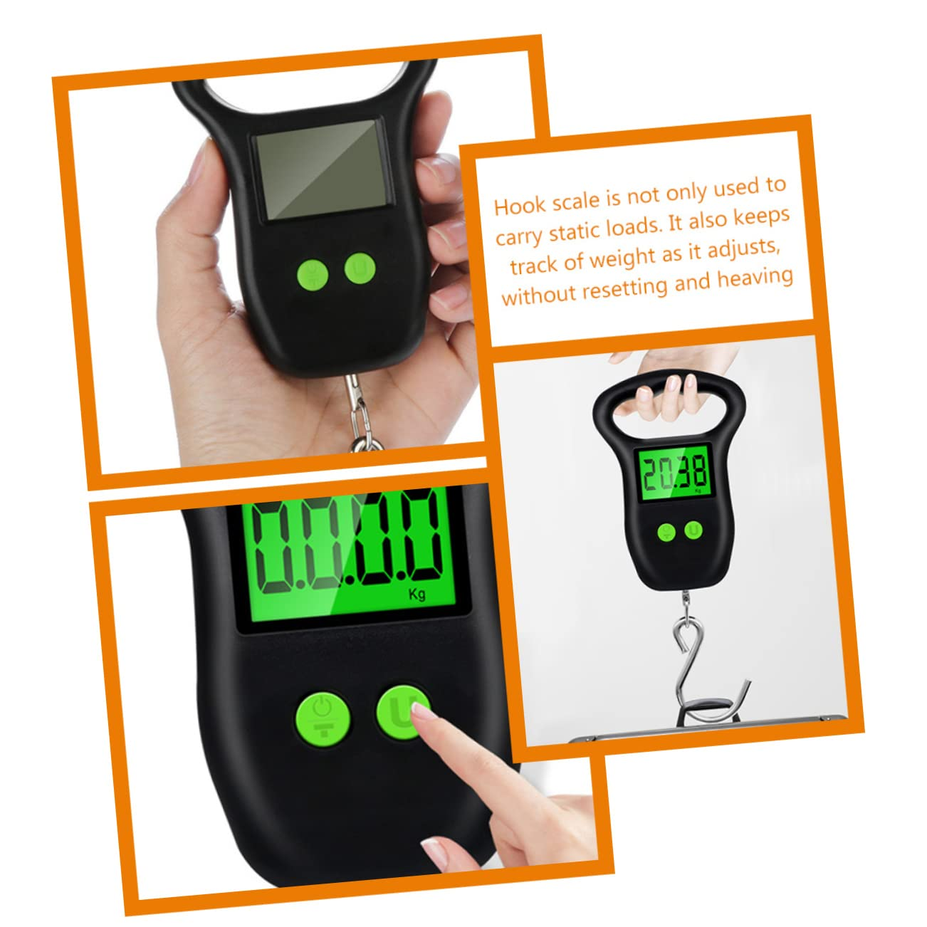 Happyyami Portable Handheld Hanging Scale 50Kg Electronic Luggage Weighing Scale Large LCD Display Non-Slip Handle for Travel and Fishing Tools image number 4