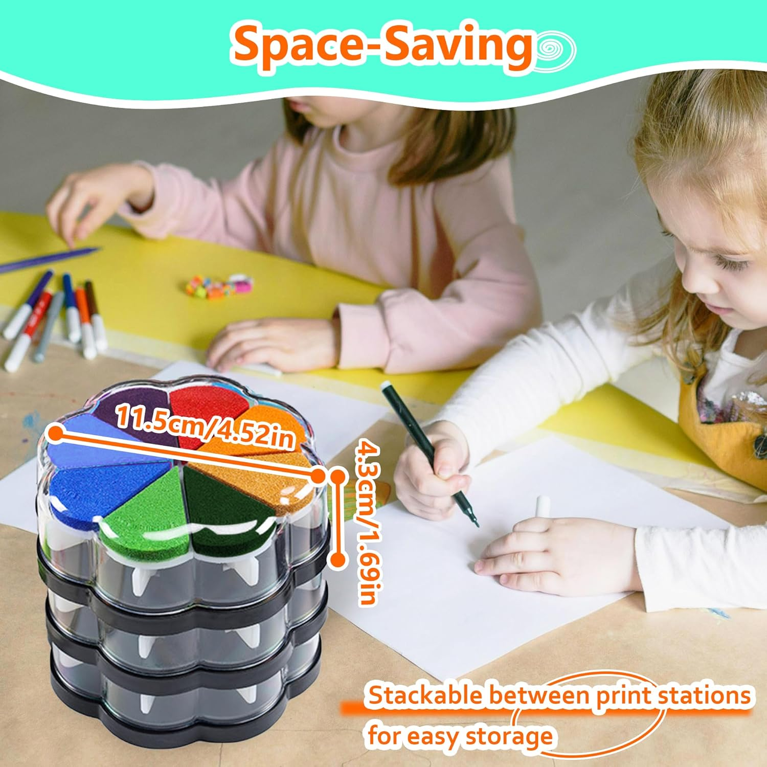 8 Colors Ink Pads for Rubber Stamps, DIY Color Hand Print Ink Pad, Petal Shape Stamp Pads for Card Making, Washable Stamp Pad, Multicolor Finger Print Ink Pads, Ink Stamps image number 4