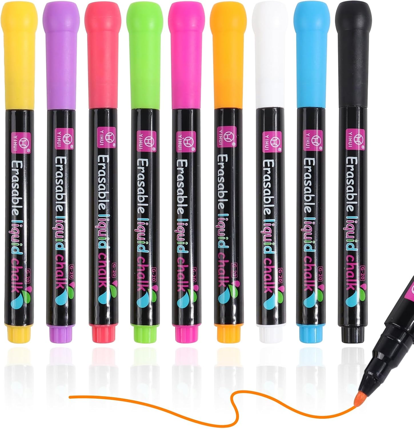 MIZEXE Liquid Chalk Markers for Acrylic Fridge Planner, Glass & Mirrors, Wet Erase Markers, 9 Vibrant Colors, 1Mm Fine Tip image number 3