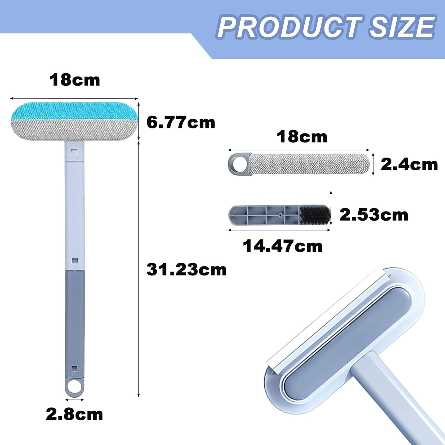 Pet Hair Remover 4 in 1 Reusable Pet Hair Removal Tool with Extended Handle for Carpet Furniture Car Glass Efficient Electrostatic Dog Cat Brush for Sofa Car Seat Carpet Cleaning