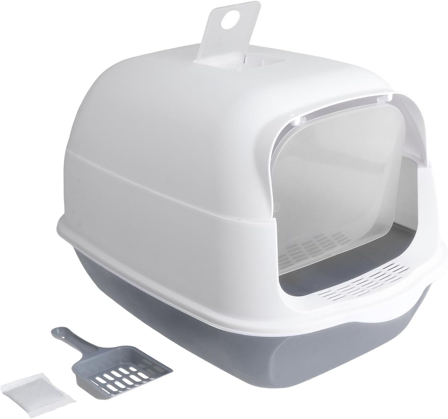 Cat Litter Box, Enclosed and Covered Cat Toilet,Portable Removable Cat Litter Tray,Nti-Splashing Cat Toilet,For Kittens for Small and Medium Cats, (Grey/Green) (Green)